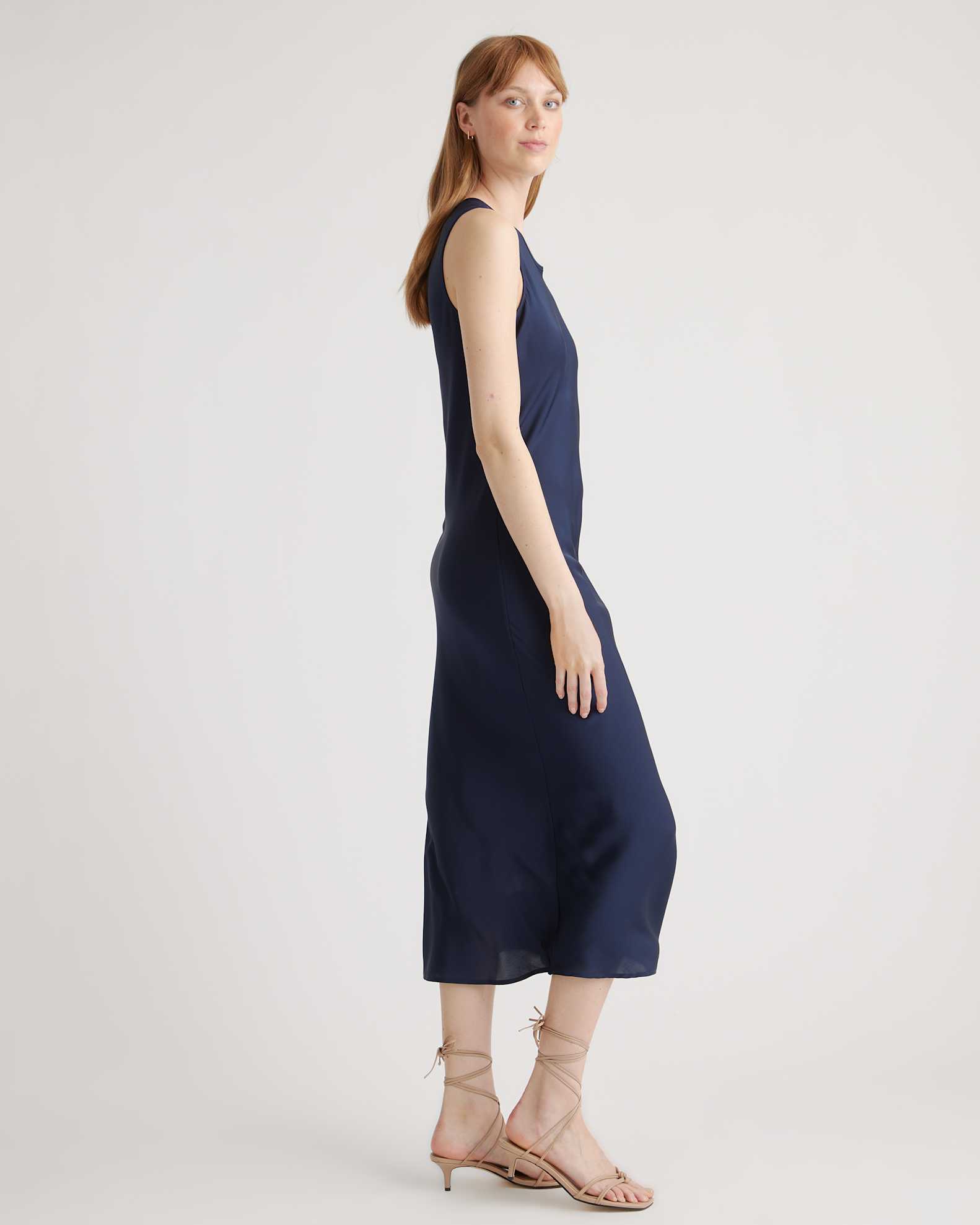 navy tank dress midi Fitted Midi Tank Dress