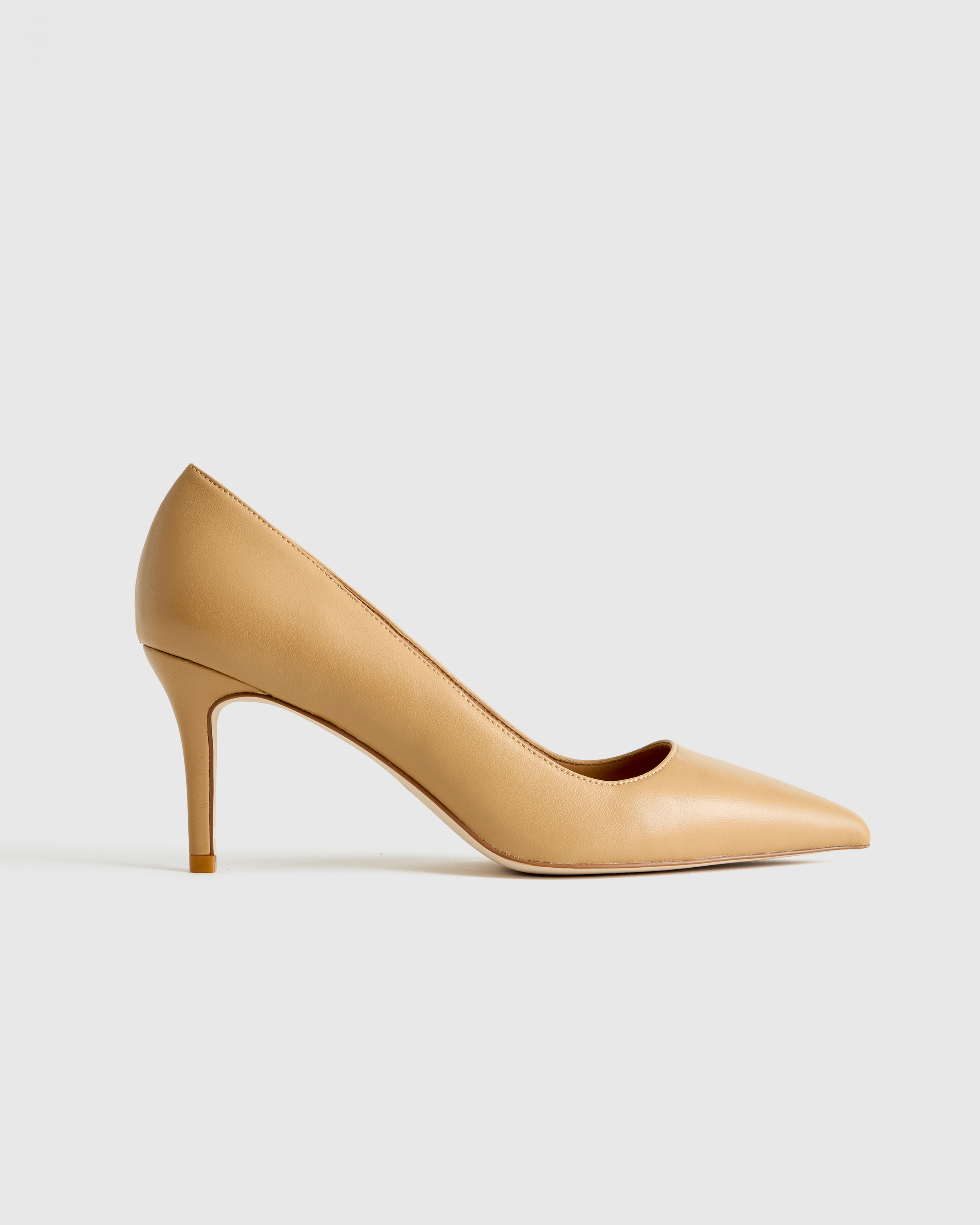 Cashew Italian Leather 75mm Pointy Toe Pump
