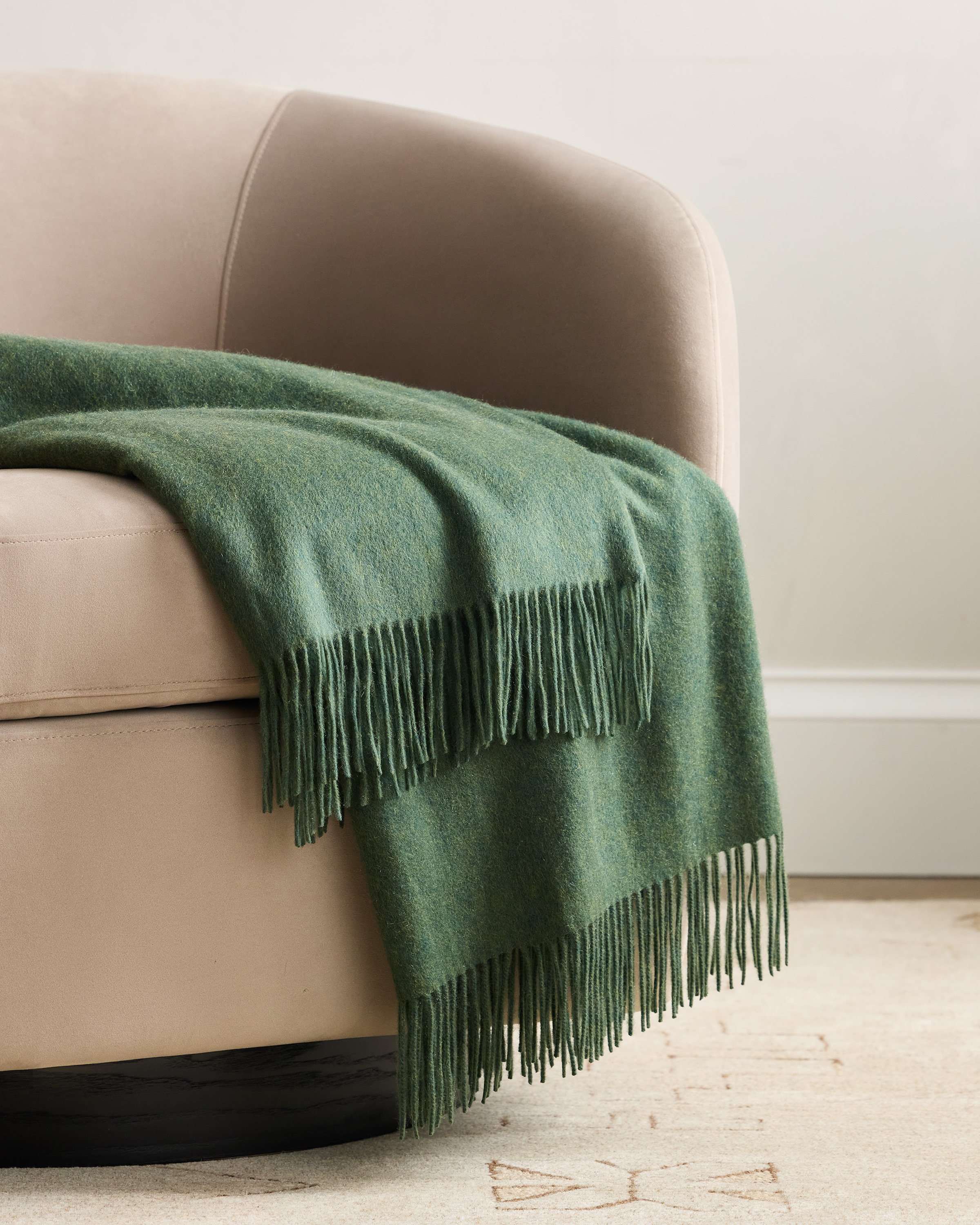 Forest Floor Green Mongolian Cashmere Throw