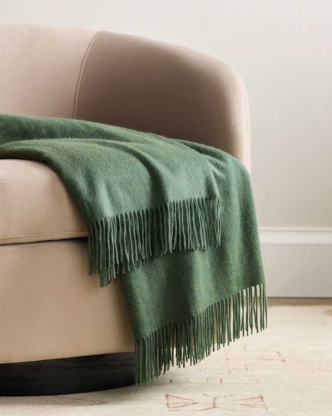 Forest Floor Green Mongolian Cashmere Throw