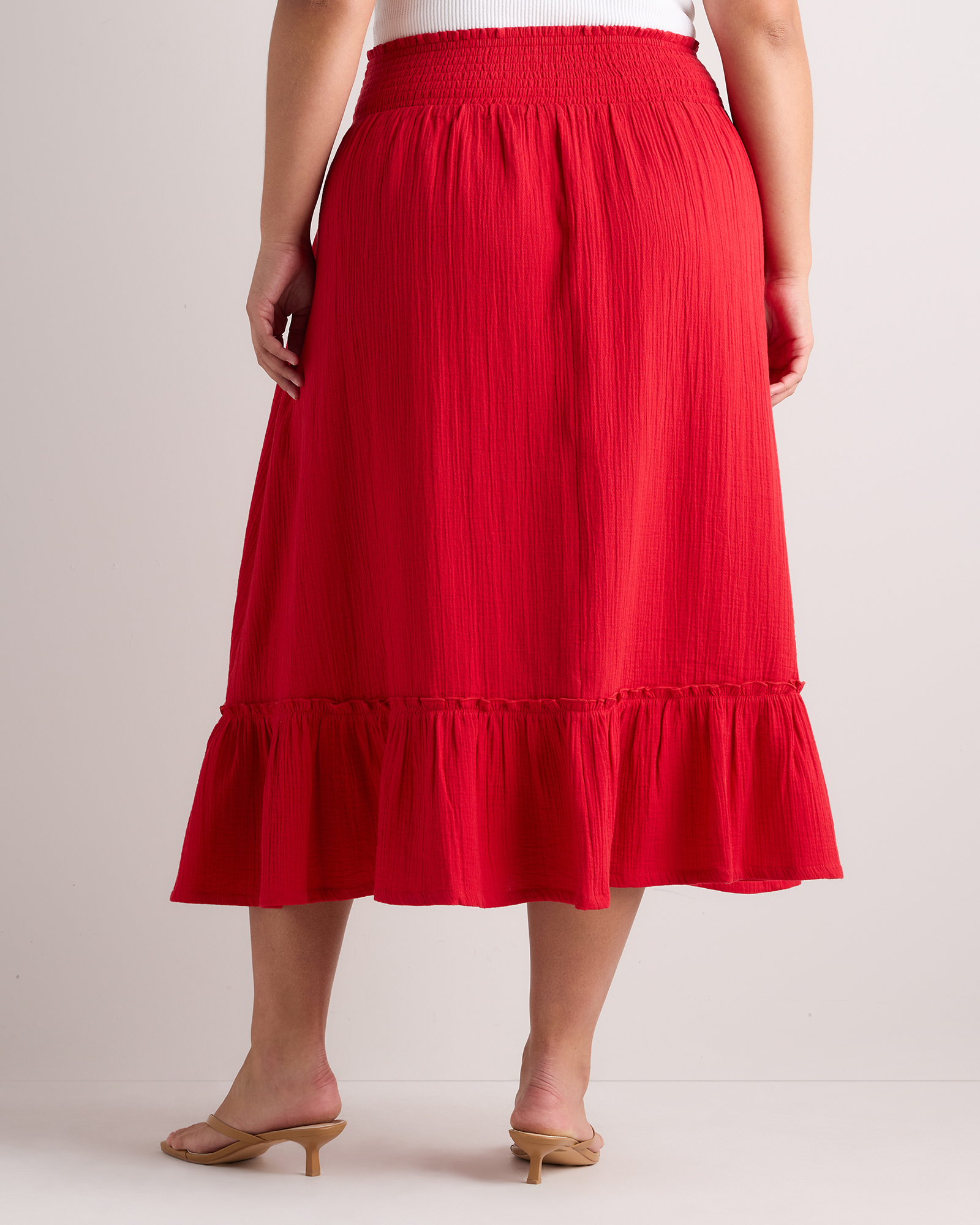 Women's Plus Size 100% Organic Cotton Gauze Smocked Maxi Skirt in