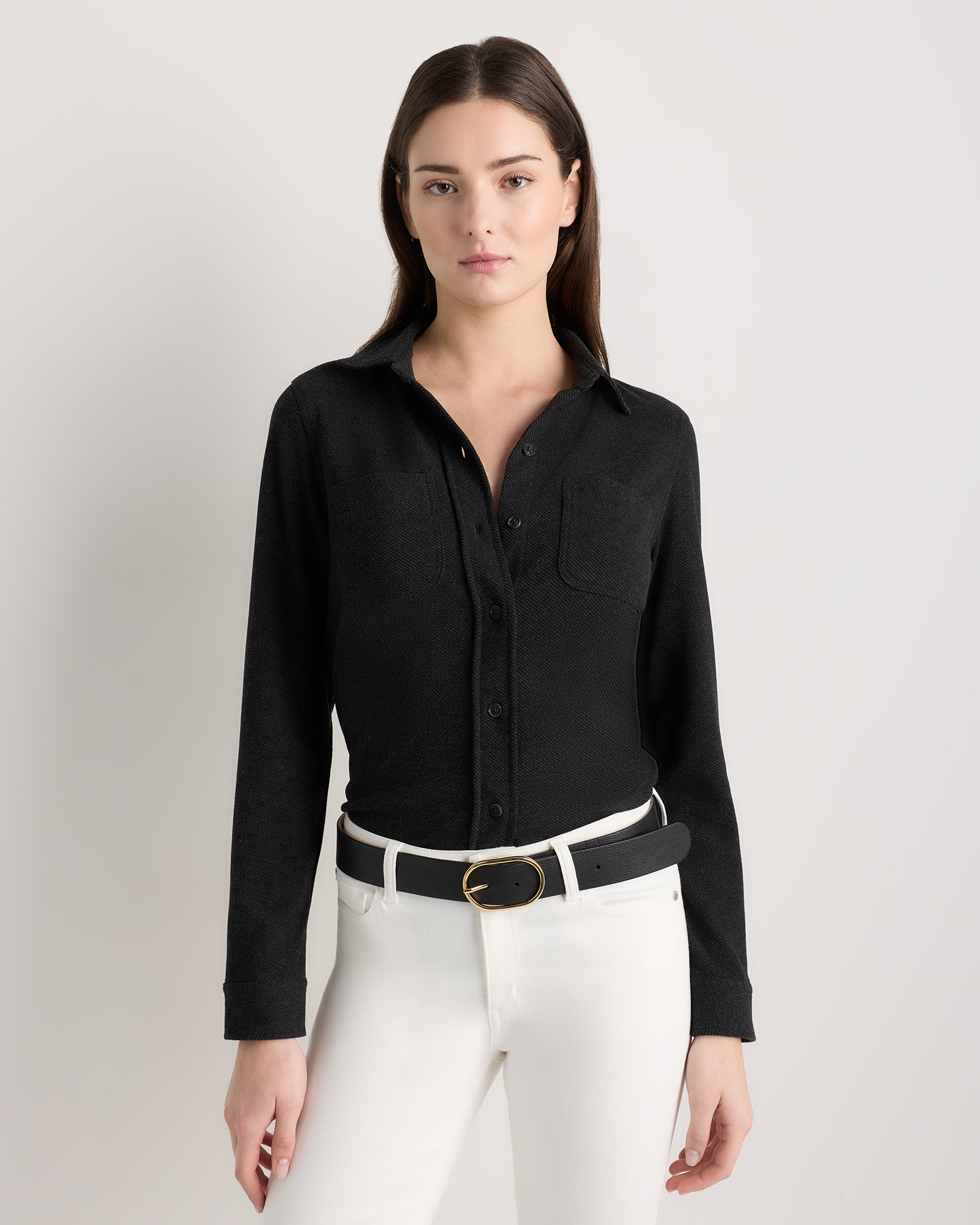 Quince Women's Stretch Sweater Fleece Shirt