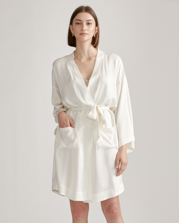 Ivory 100% Washable Silk Robe