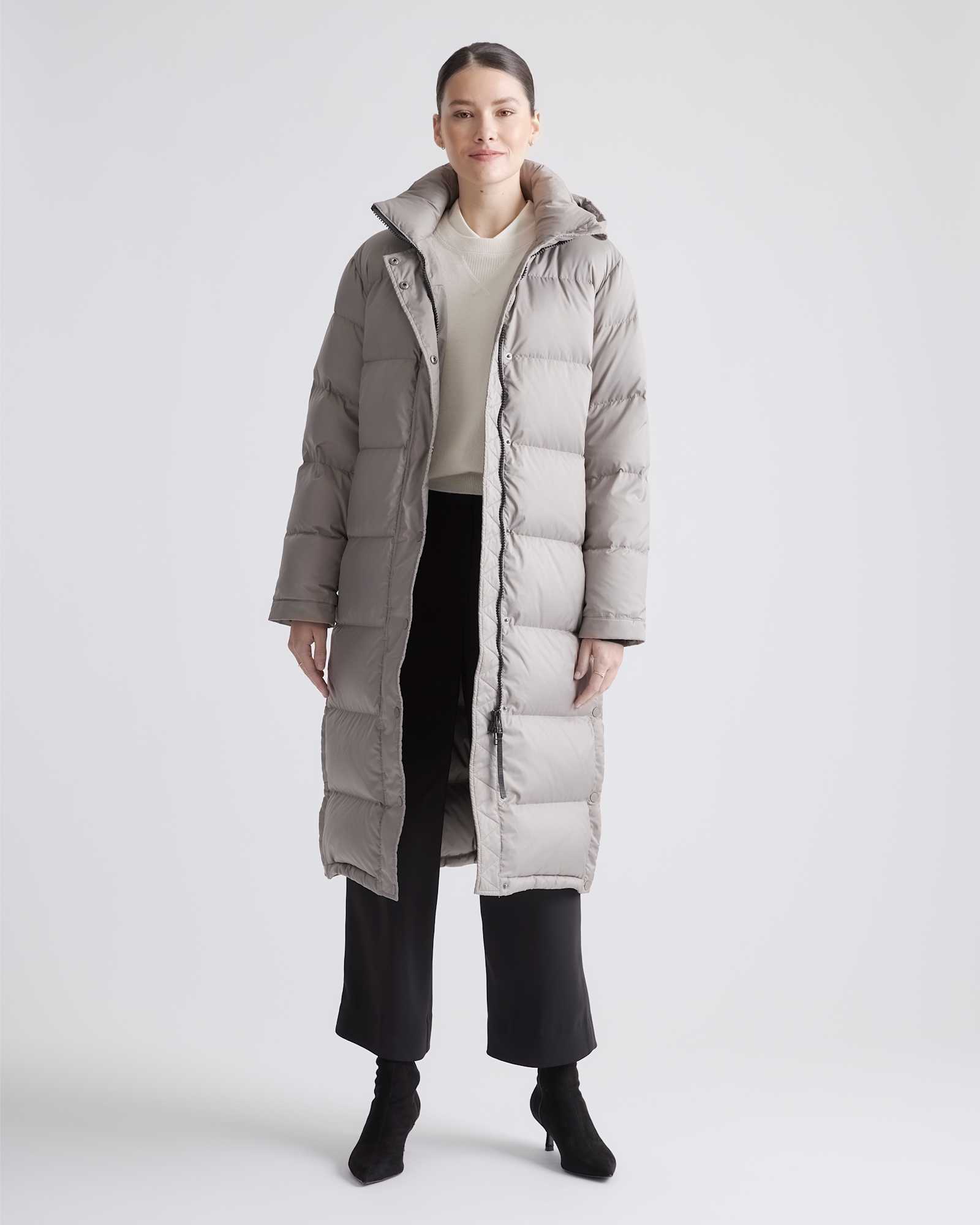 Puffer Website Responsible Down Long Puffer Jacket in Stone Taupe