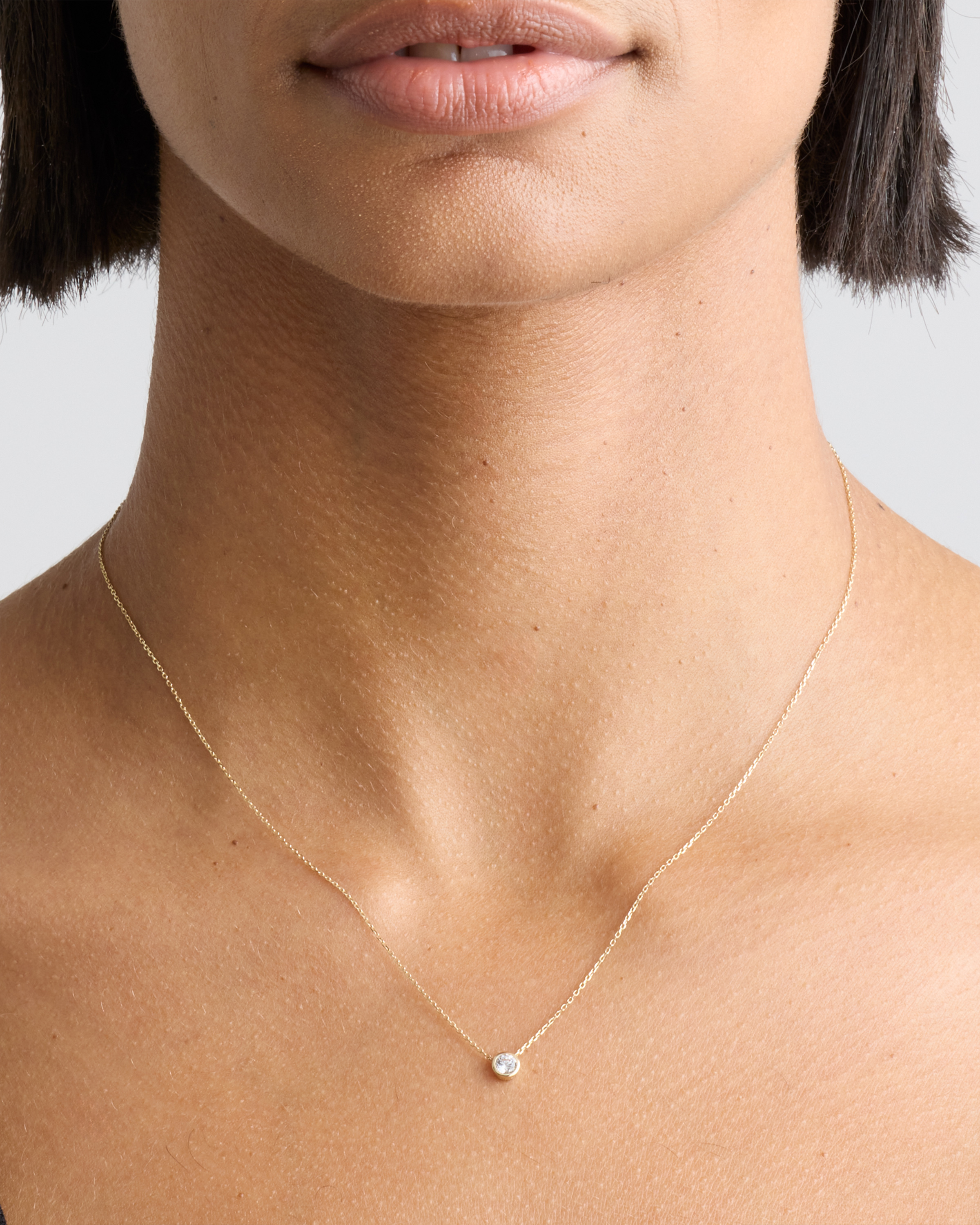 14K Gold Diamond Bezel Necklace - thumbnail 2