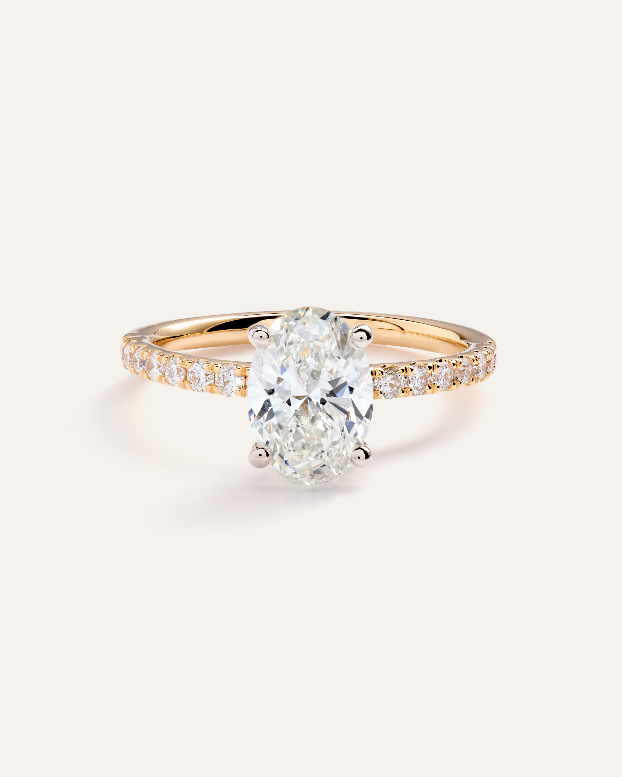 yellow-gold Lab Grown Diamond Oval Petite Pave Engagement Ring - 1.50ct