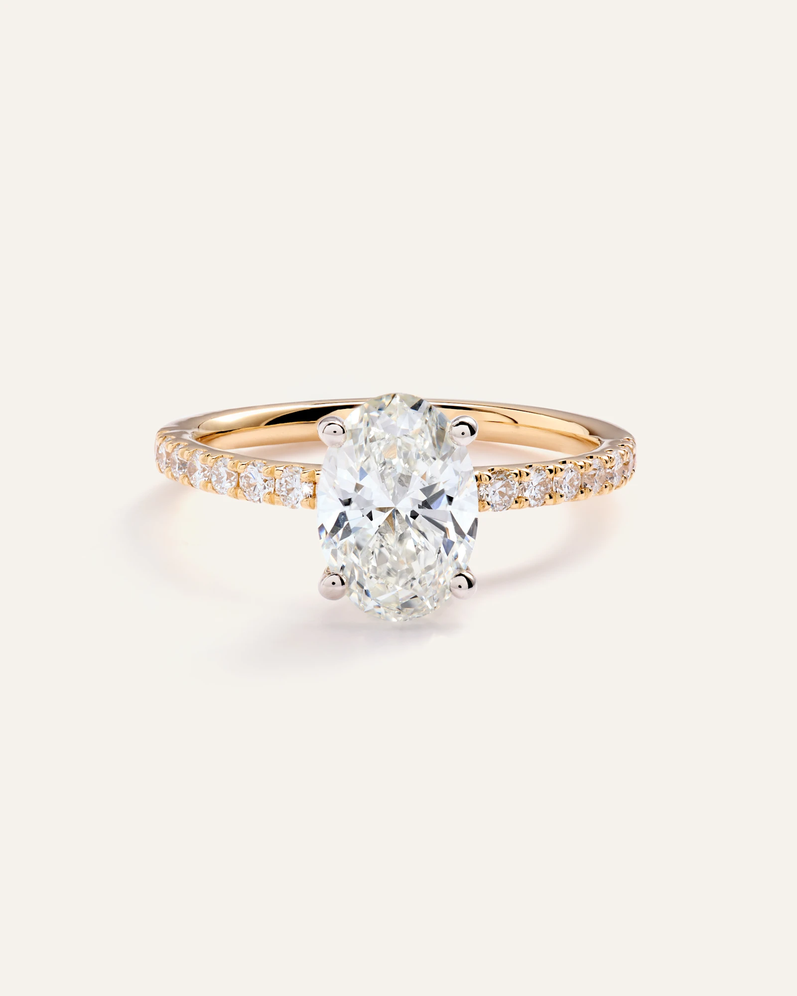 Lab Grown Diamond Oval Petite Pave Engagement Ring