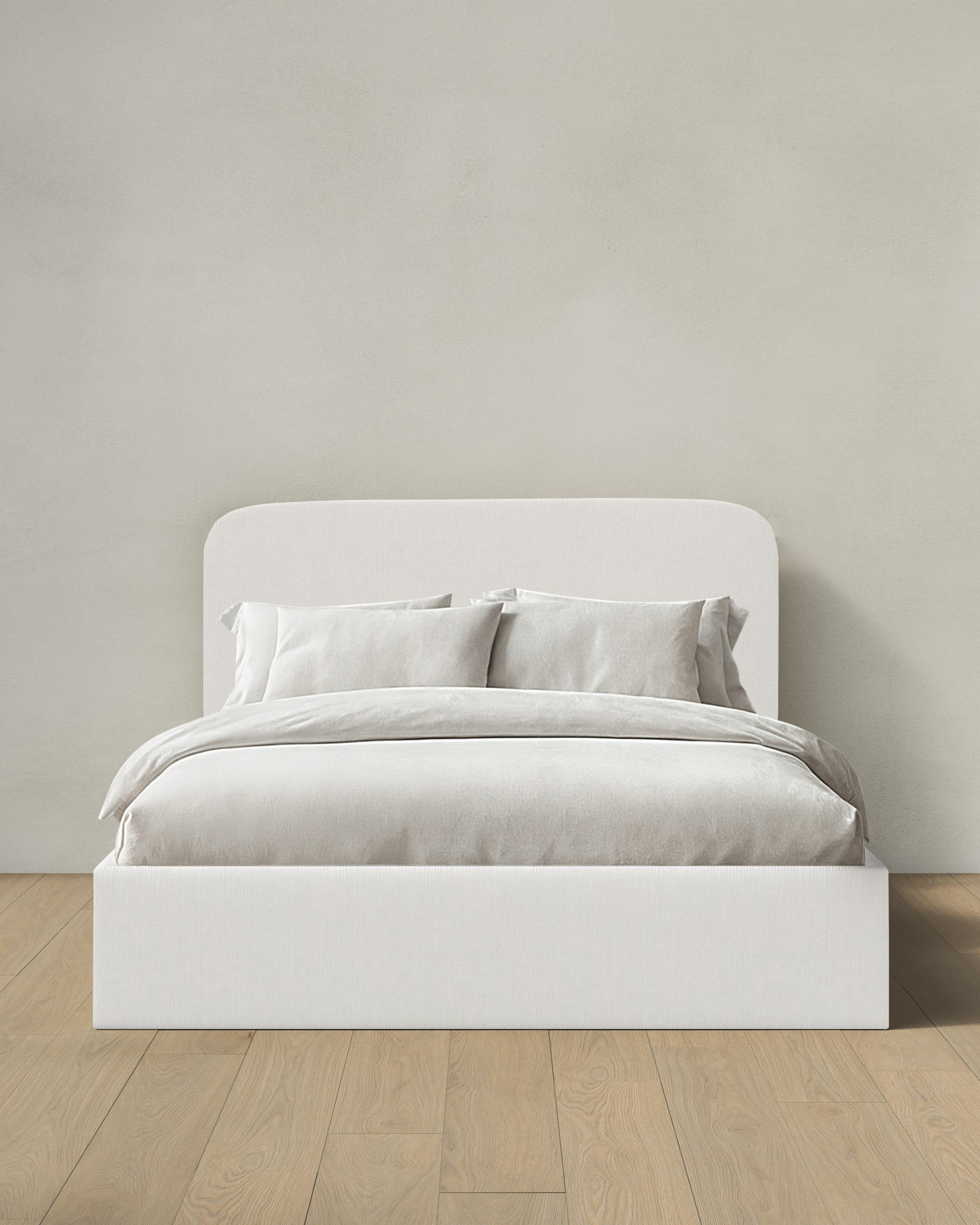 Snow Curved Bed in Performance Velvet