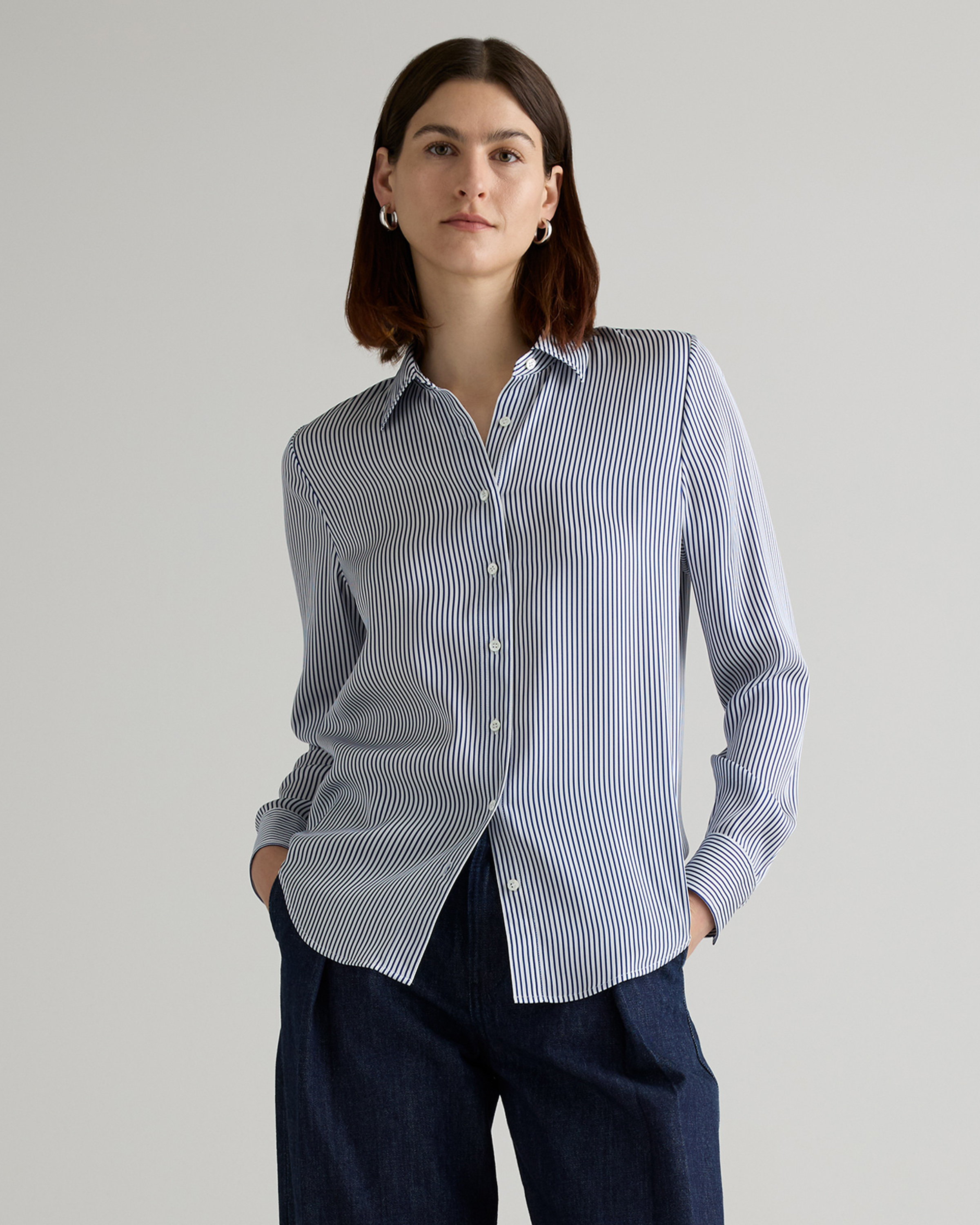 Quince Women's Washable Stretch Silk Blouse In Multi