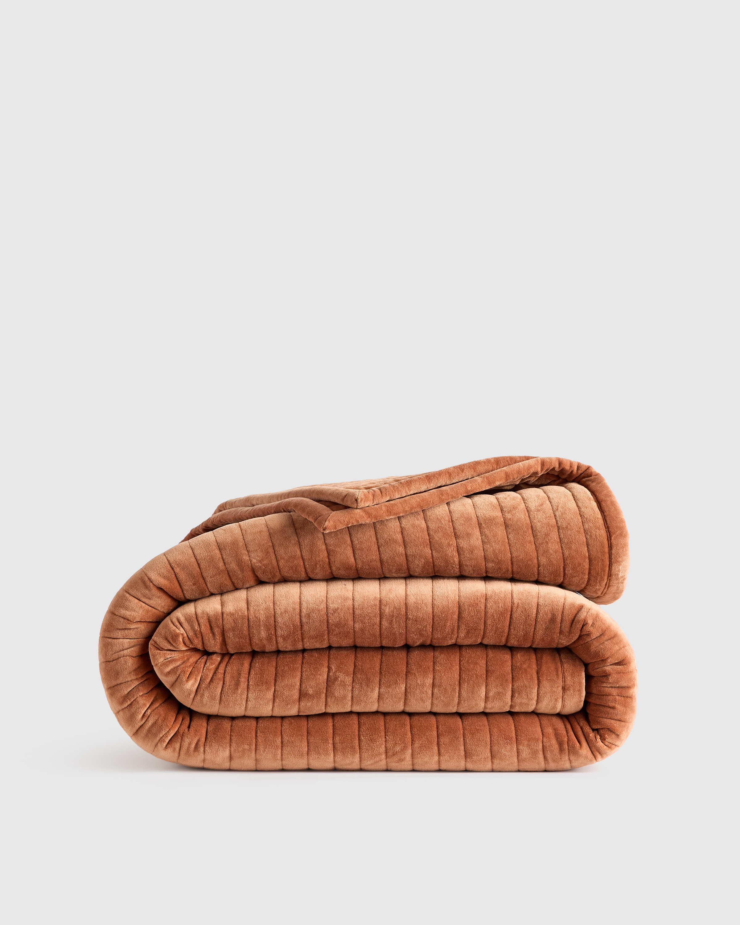 Terracotta Cotton Velvet Horizontal Channel Quilt