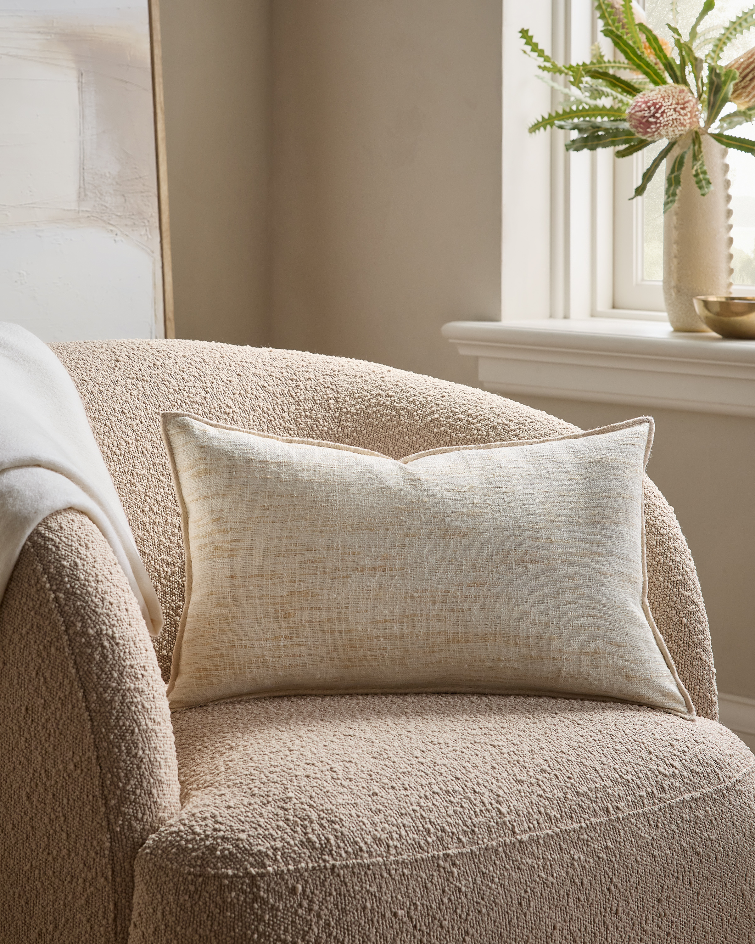 Ivory Raw Silk Pillow Cover (Set of 2)