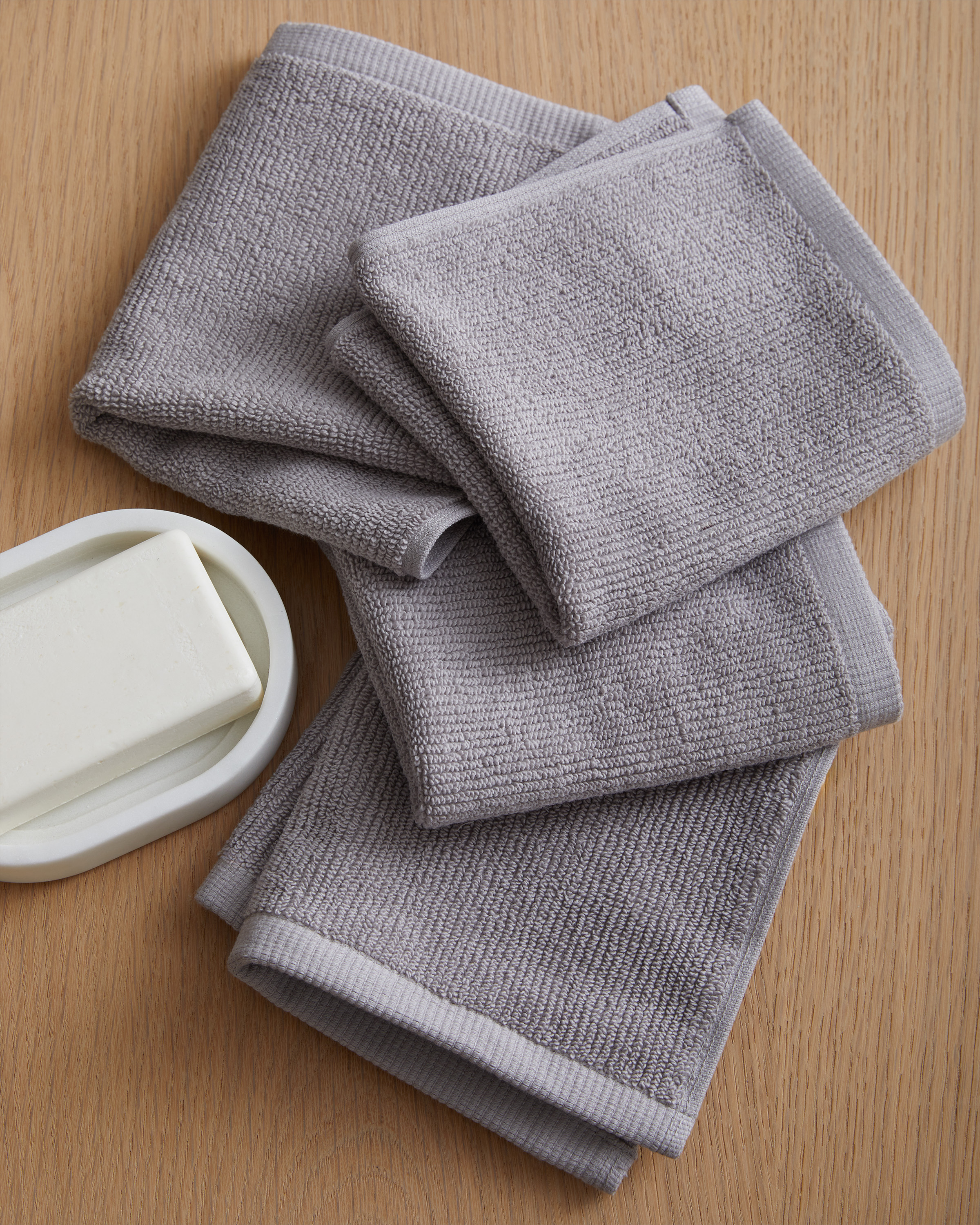 Turkish Ribbed Quick Dry Washcloth (Set of 4) - thumbnail 2