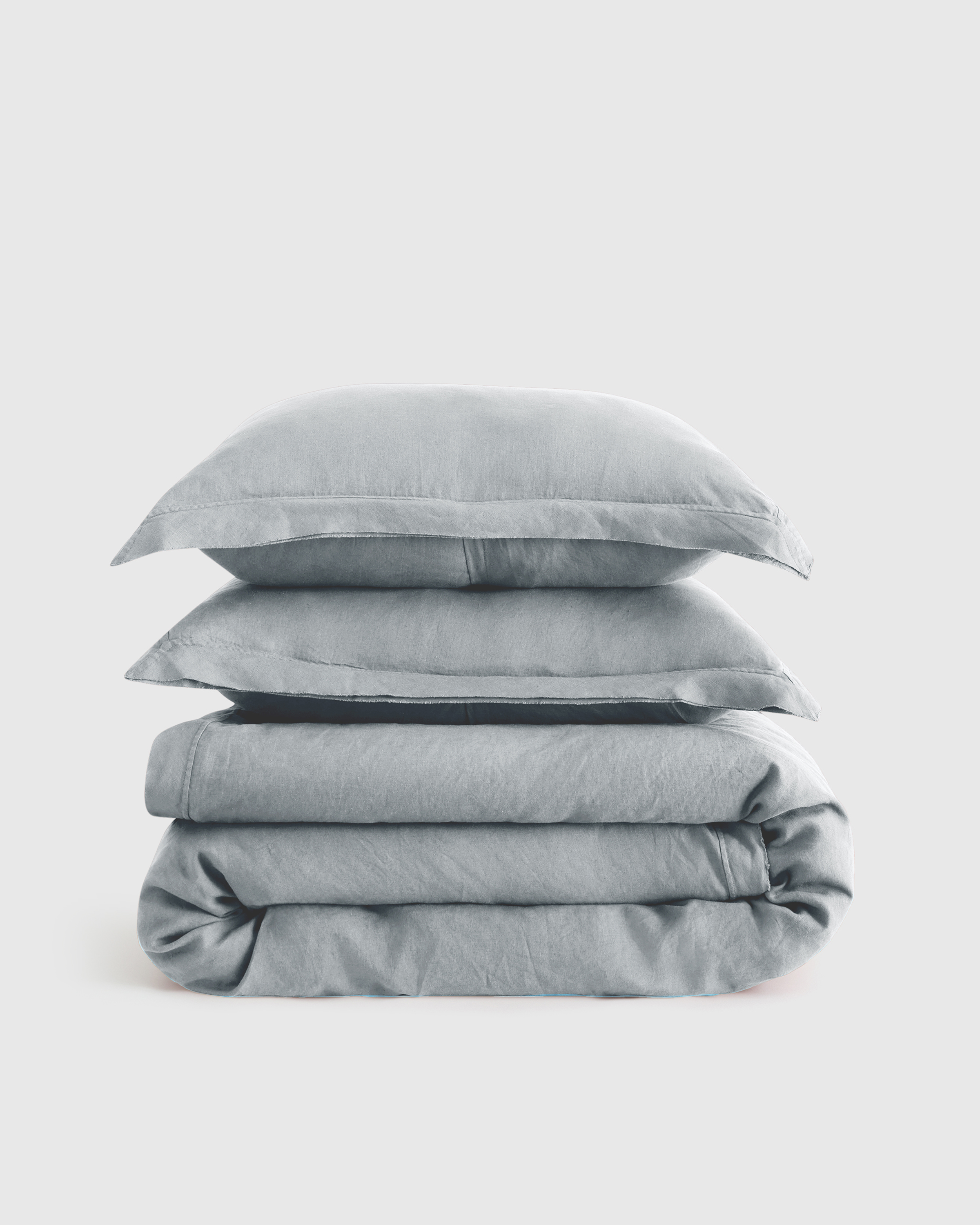 Mist European Linen Double Flange Duvet Cover Set