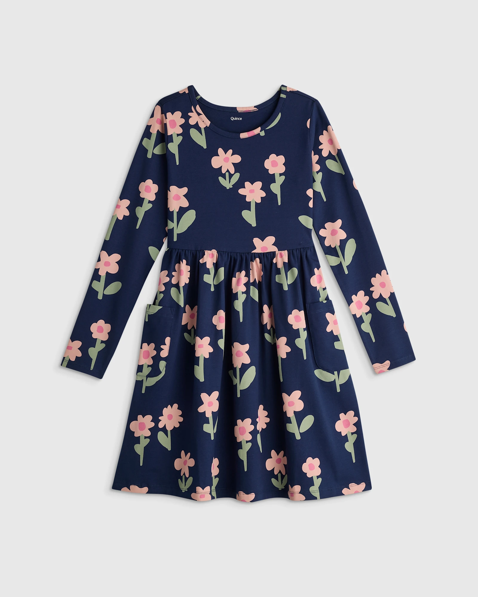 long sleeve cotton dresses Girls Baby Rib Dress | Bright Light Blue - Super Comfy Kids Clothing, 100% Cotton, Sensory Friendly, USA Made please collect my store Long Sleeve Fit and Flare