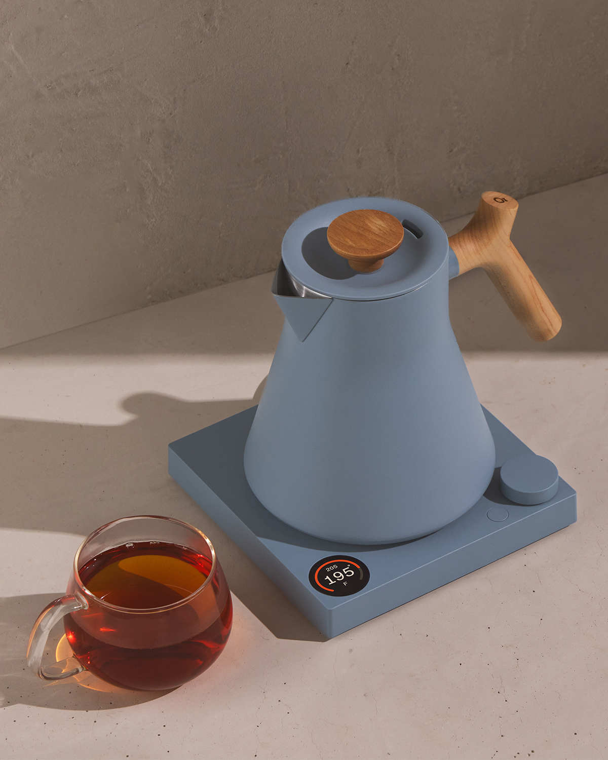 Fellow Corvo EKG Pro Electric Kettle in Hazy Blue with Maple