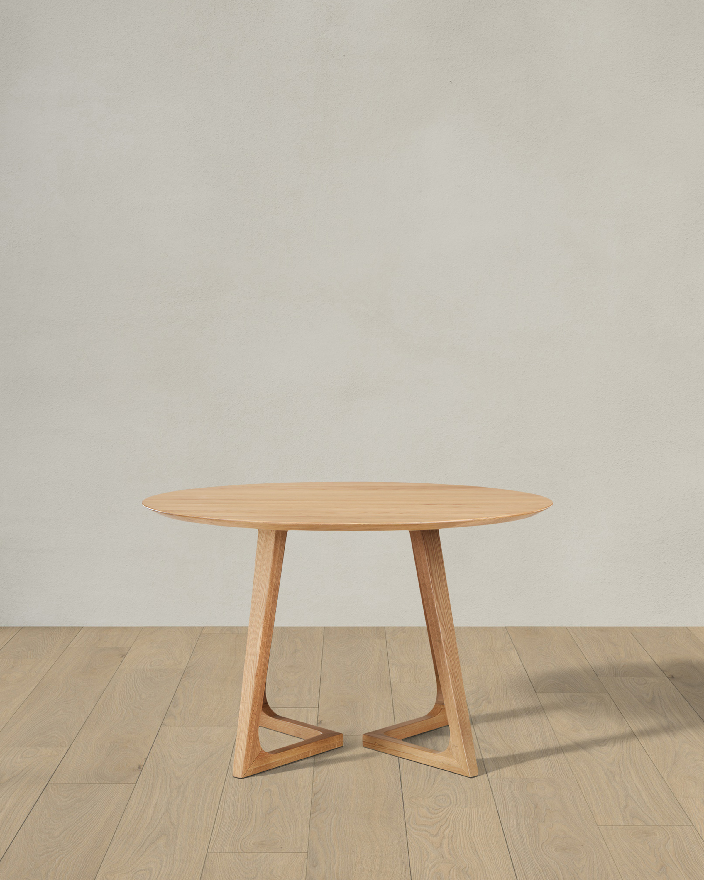 Natural Oak Solid Wood Midcentury Round Dining Table