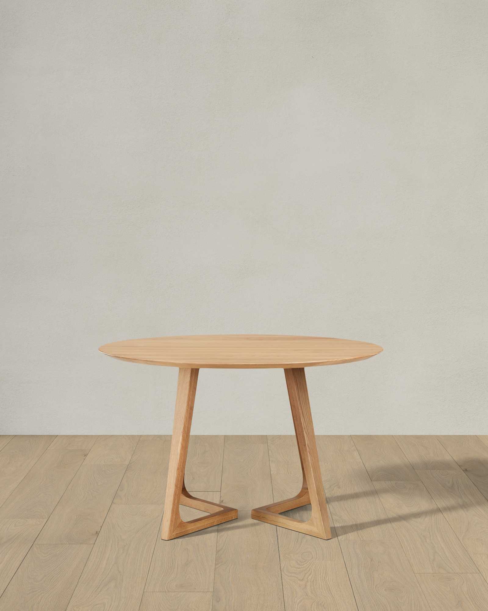 Round Solid Solid Walnut Round Midcentury Dining Table in Natural Oak