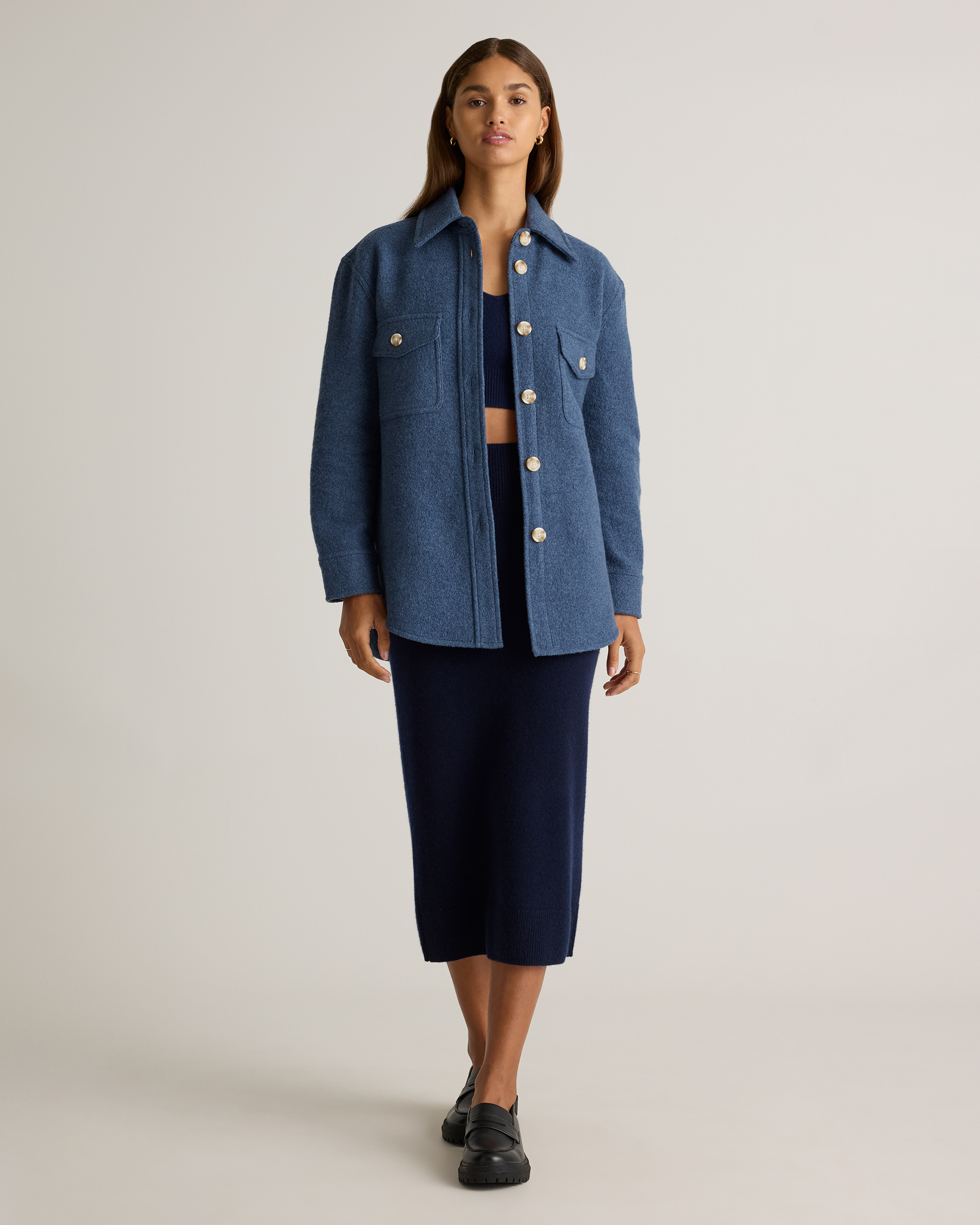 Mongolian Cashmere Fitted Midi Skirt