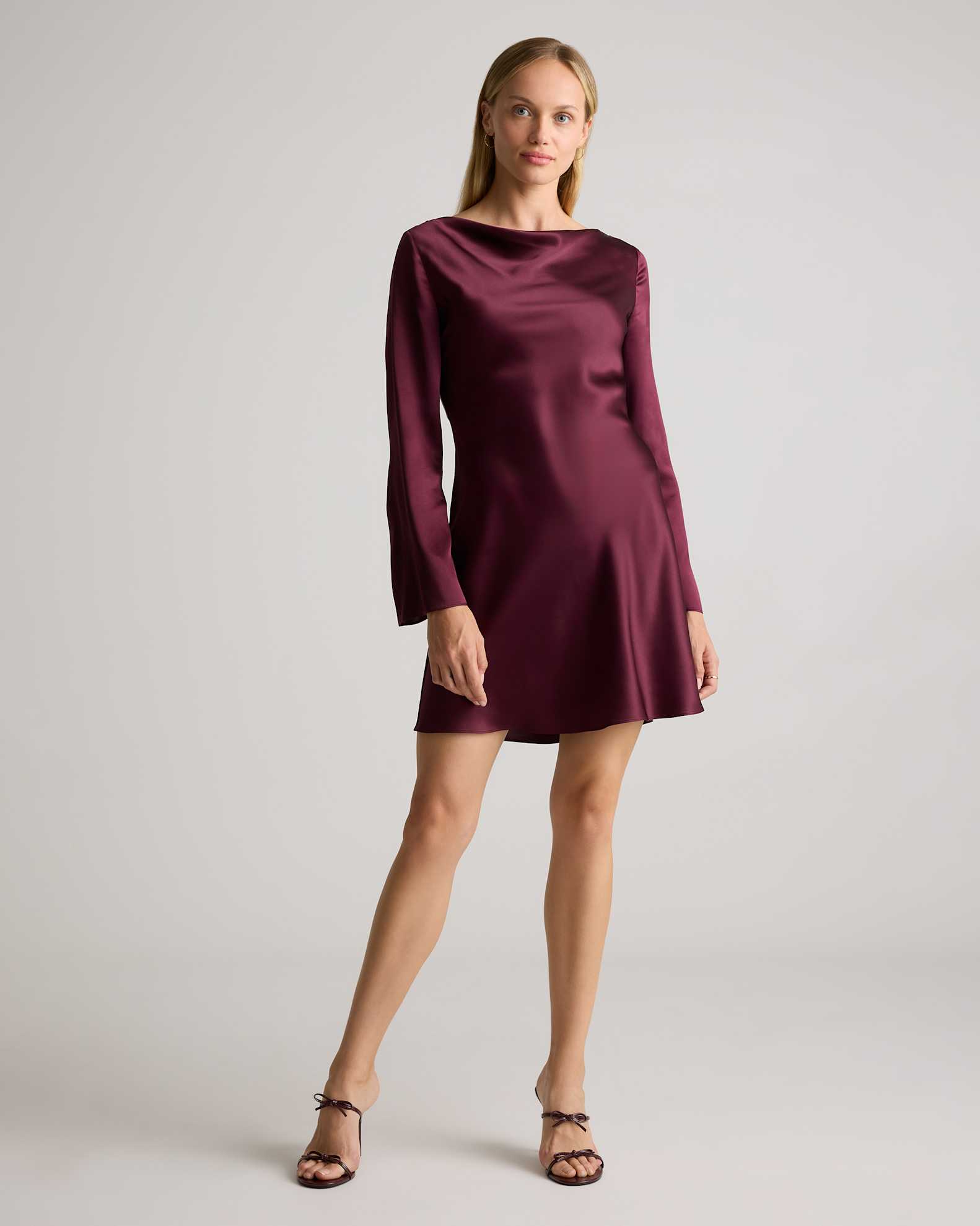 100% Washable Silk Long Sleeve Mini Dress 100% Washable Silk Long Sleeve Mini Dress