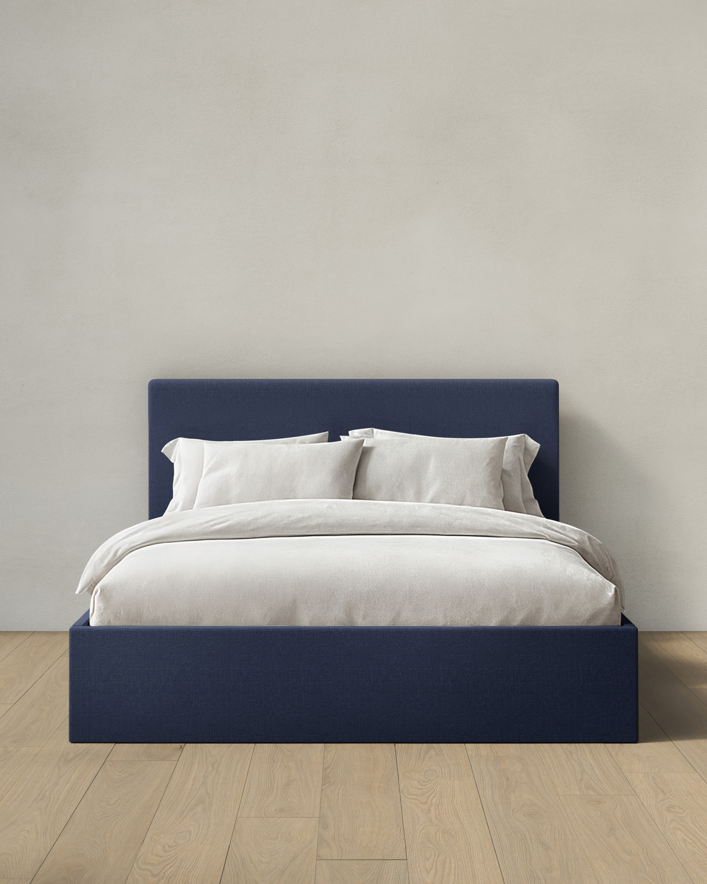 Navy 100% Linen Square Bed