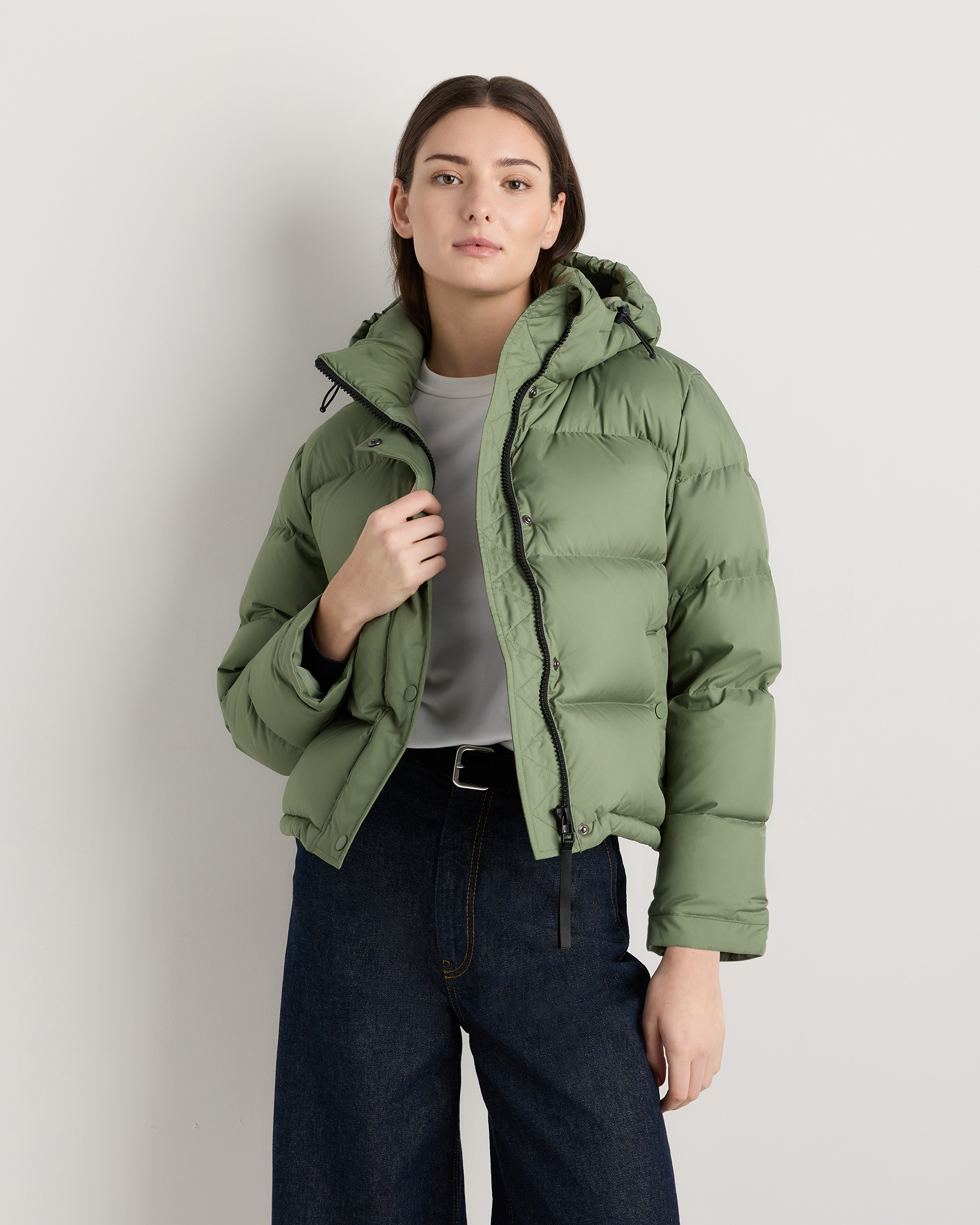 Sea Spray Green Responsible Down Cropped Puffer Jacket