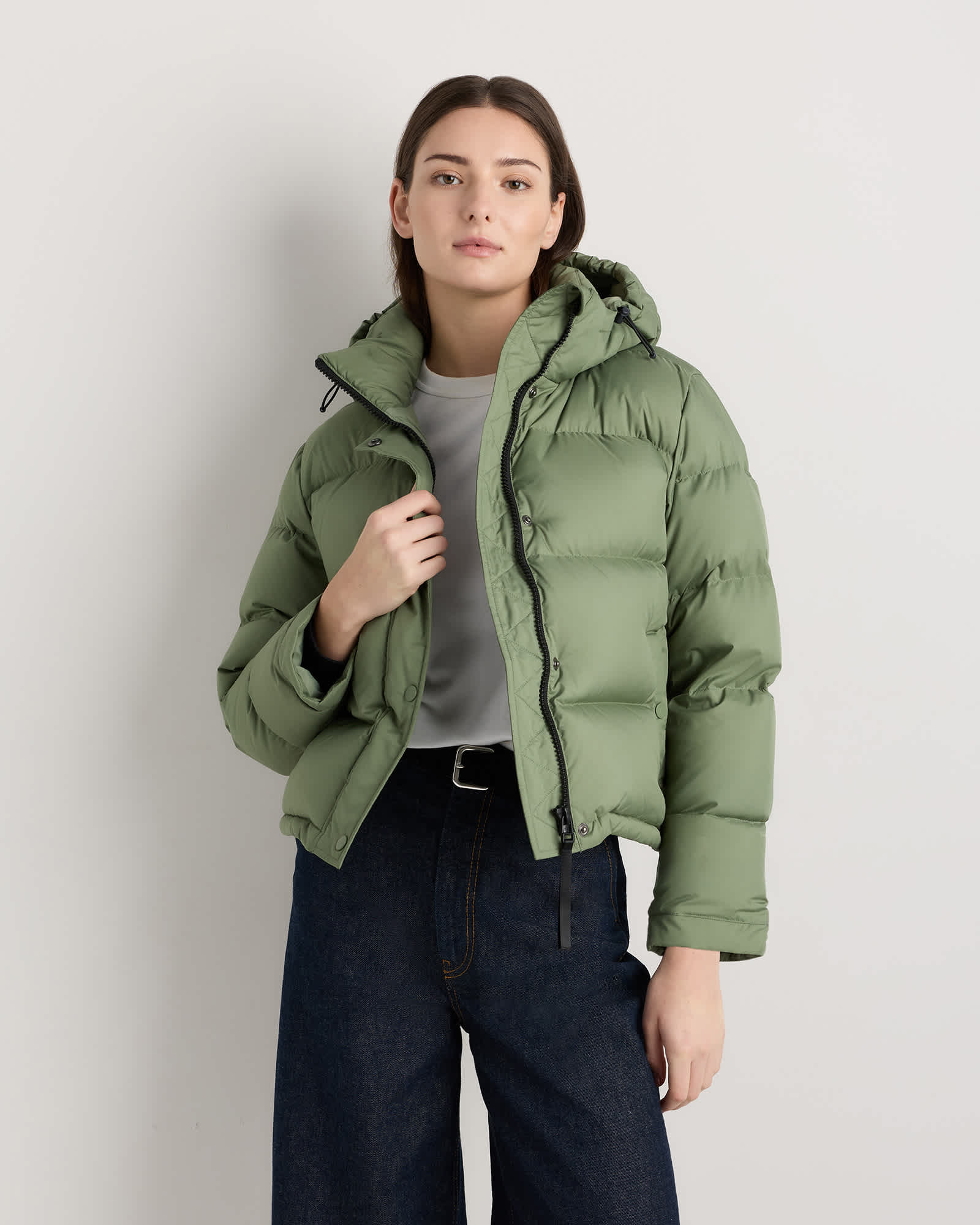 Puffer Website Responsible Down Cropped Puffer Jacket in Sea Spray Green