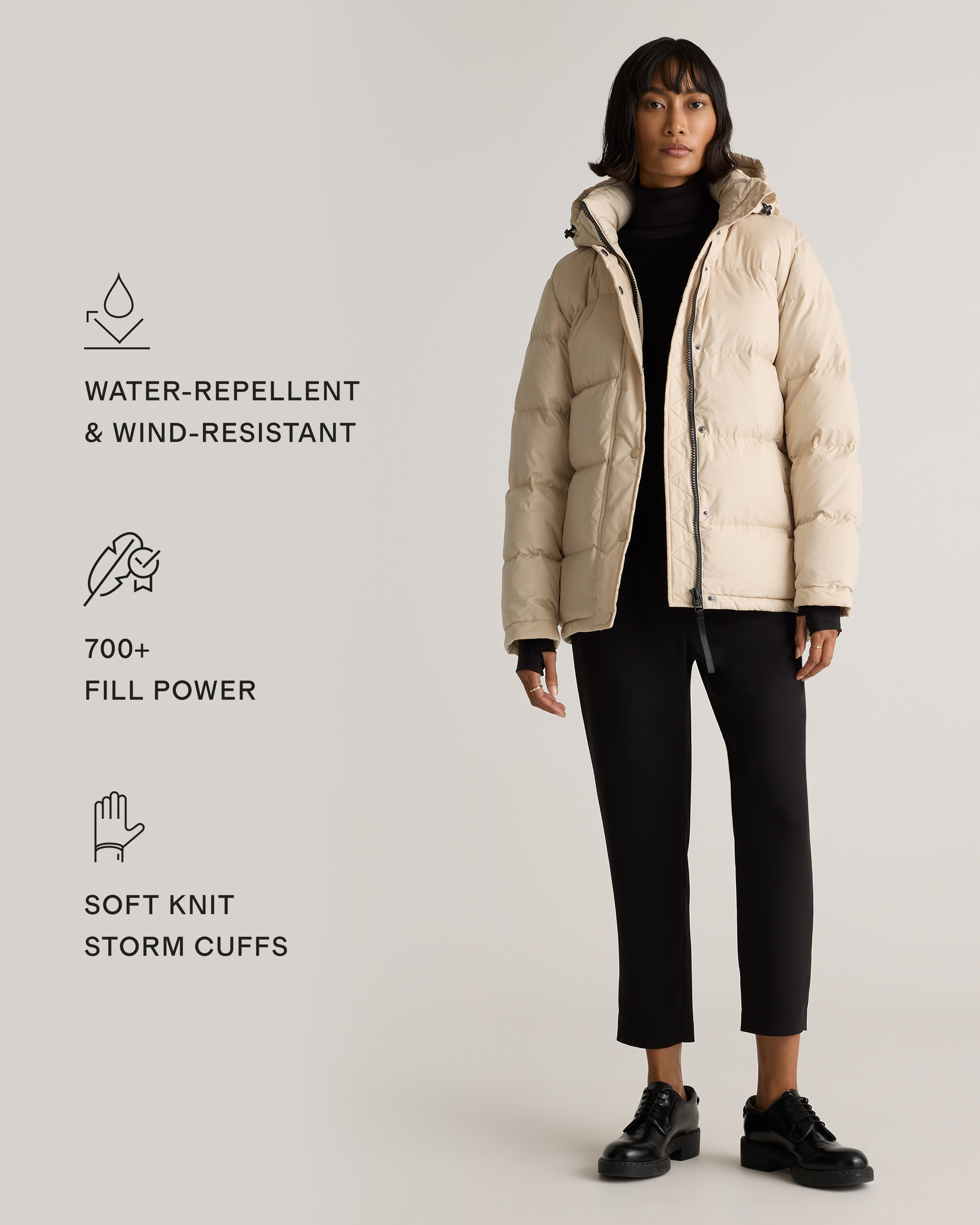 Responsible Down Puffer Jacket in Oatmilk | Quince Canada
