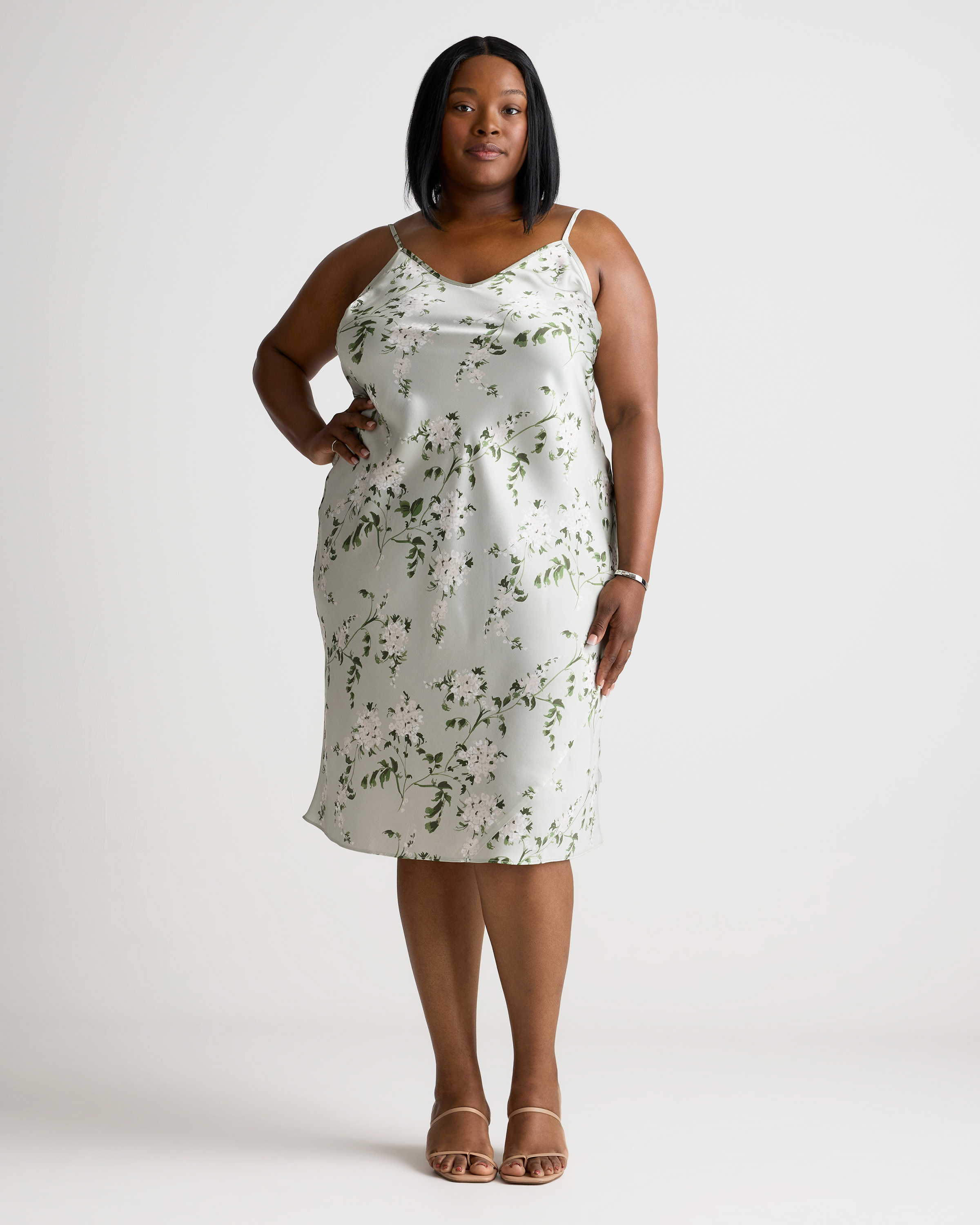 Jasmine Vines 100% Washable Silk Slip Dress