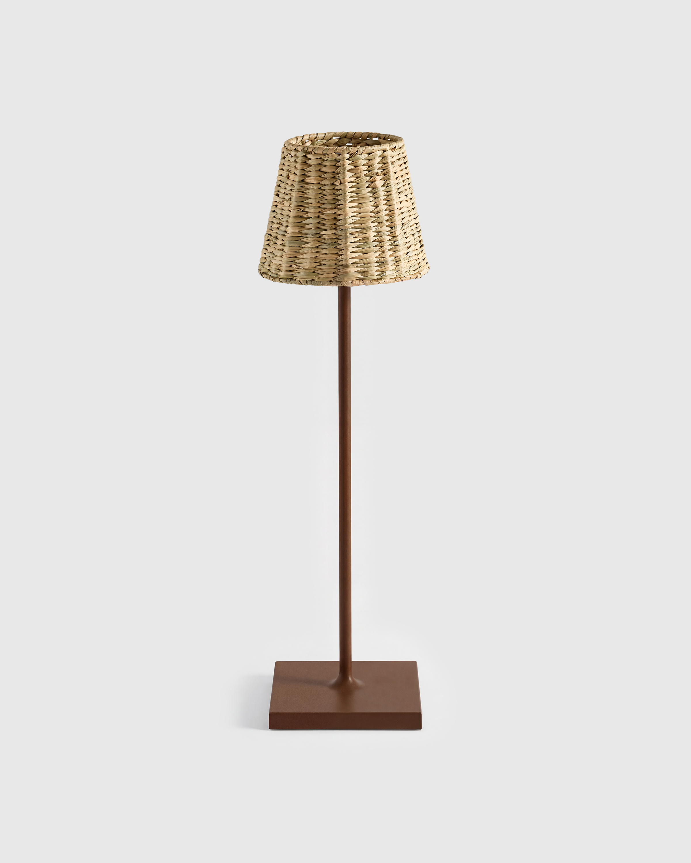 Rust Poldina Pro Rechargeable Table Lamp with Seagrass Shade by Zafferano