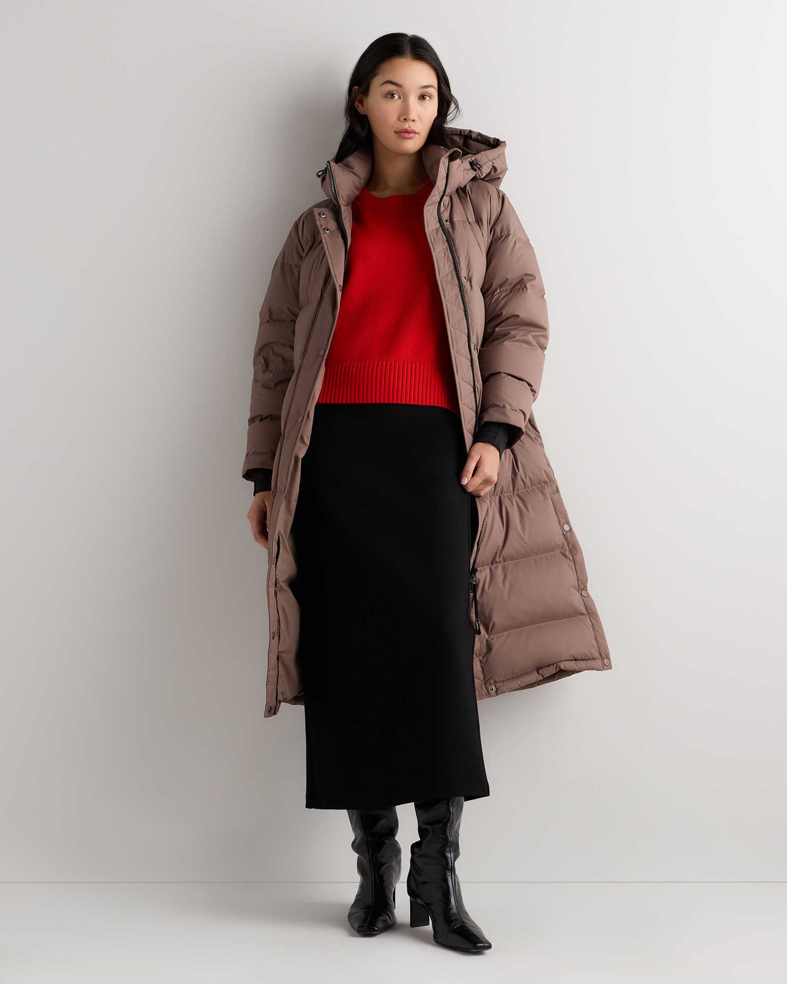 Hazel Brown Responsible Down Long Puffer Jacket 