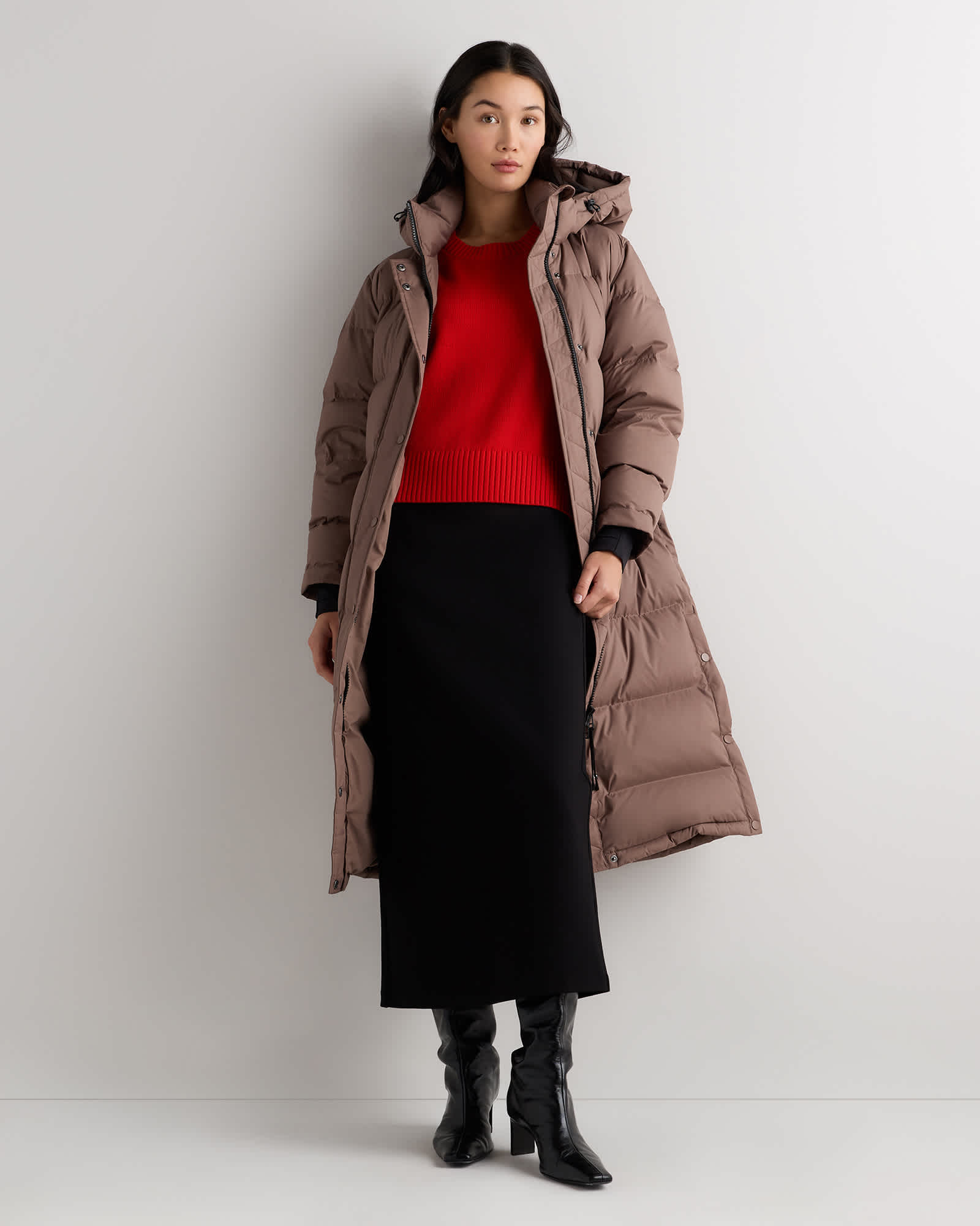 Hazel Brown Responsible Down Long Puffer Jacket