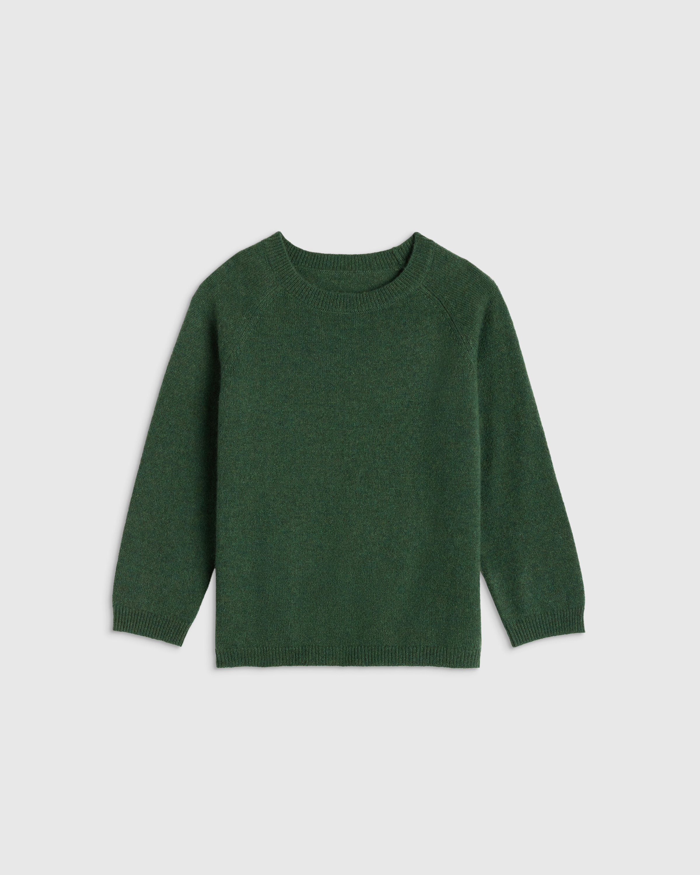 Forest Floor Green Washable Cashmere Crewneck Sweater