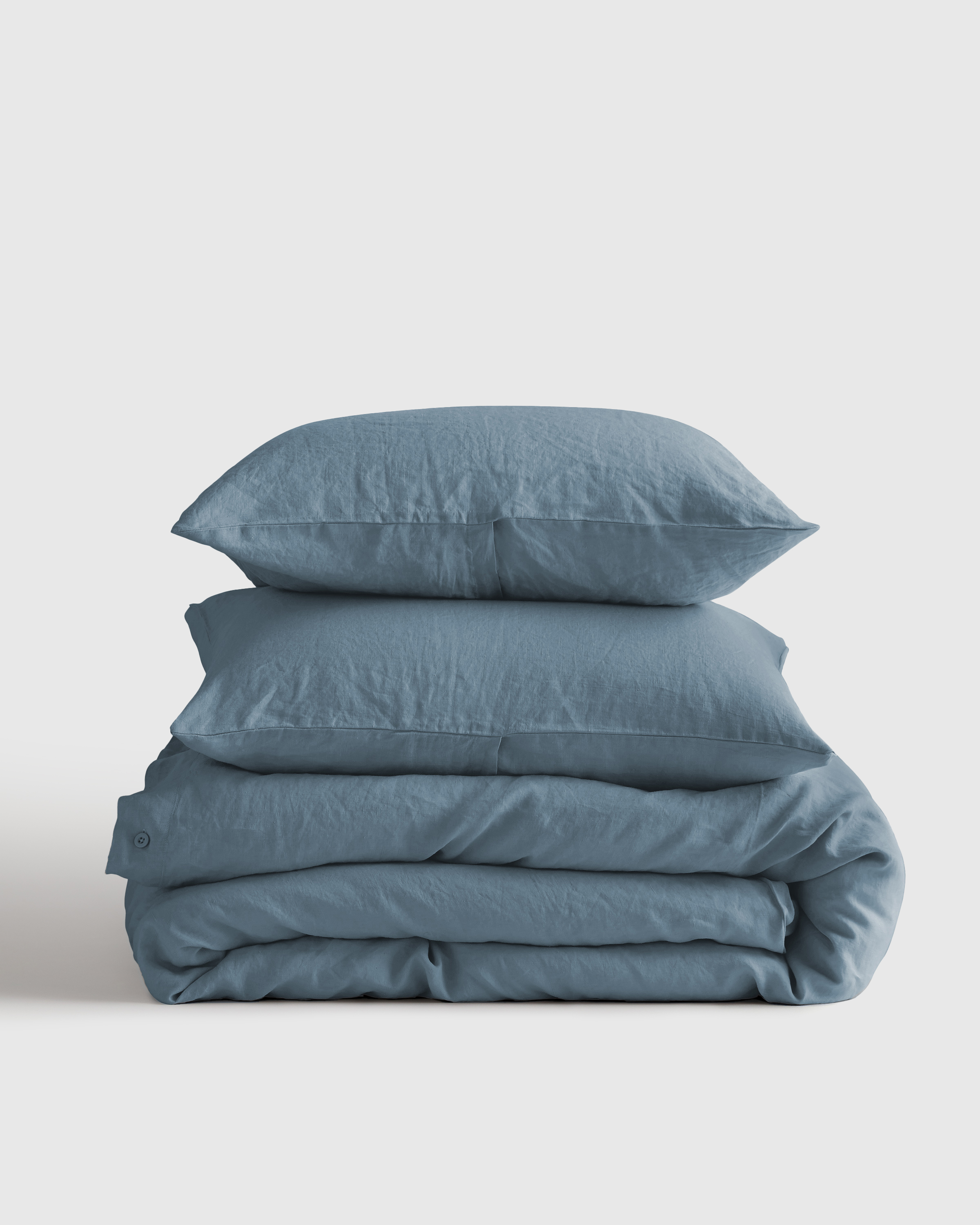 european linen duvet cover set, king/cal king, dusty blue