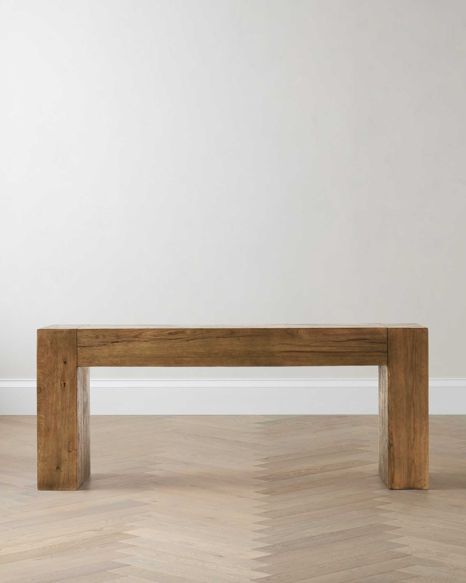 Reclaimed Oak Waterfall Console Table coffee brown