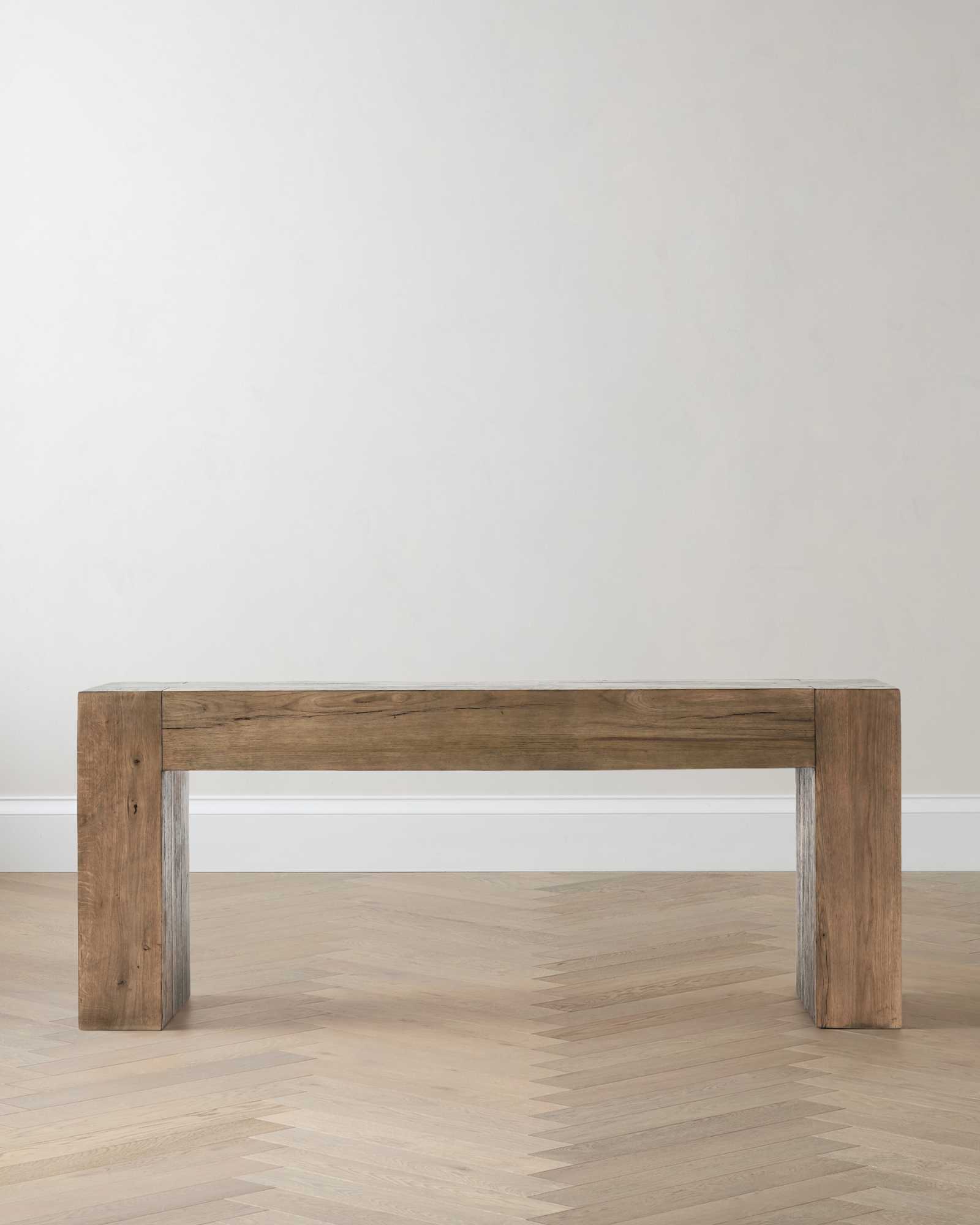 Reclaimed Oak Waterfall Console Table coffee brown