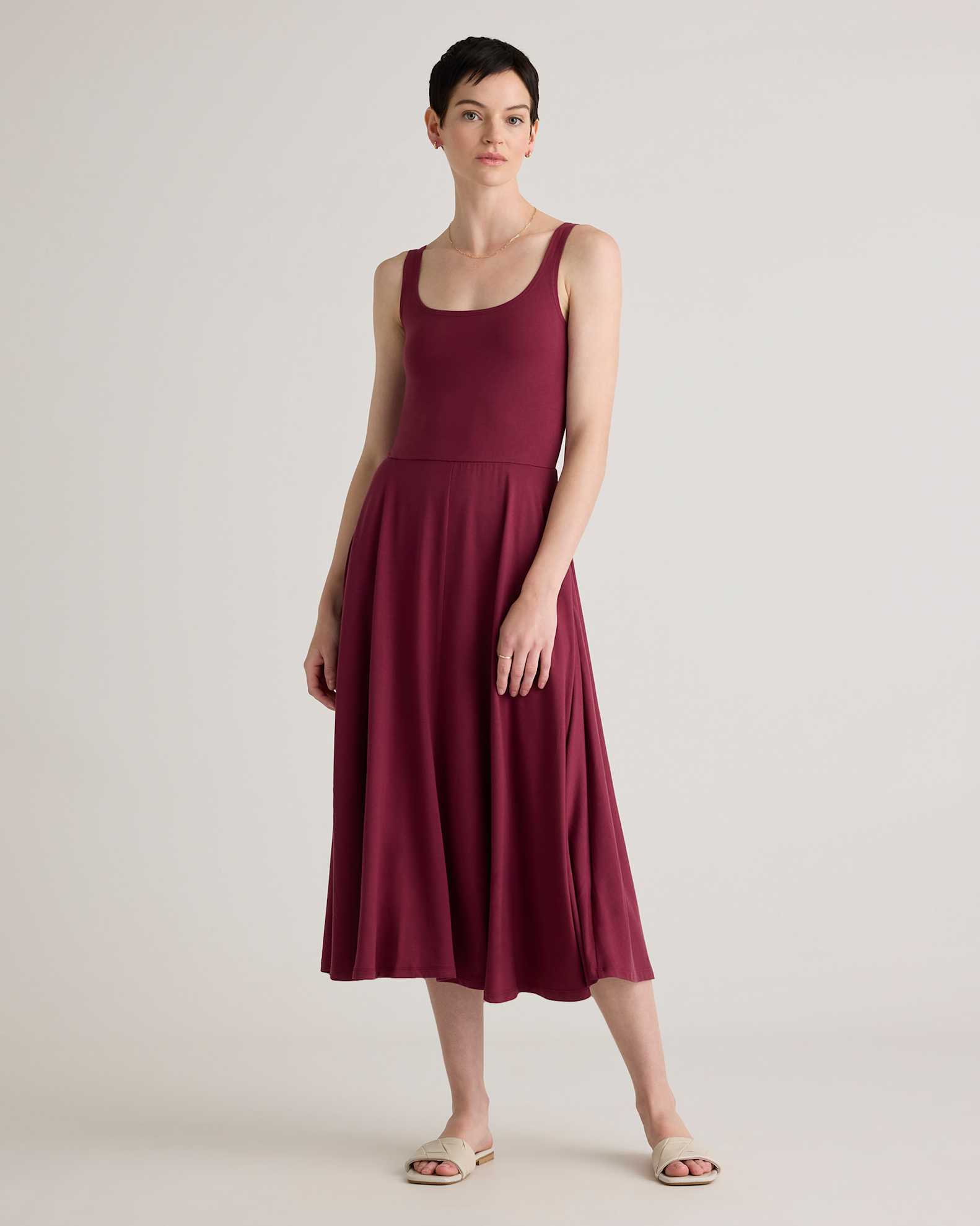 wine fit and flare dress Berry Wine Warm Cotton Fit Knee Length Fit and Flare Dress