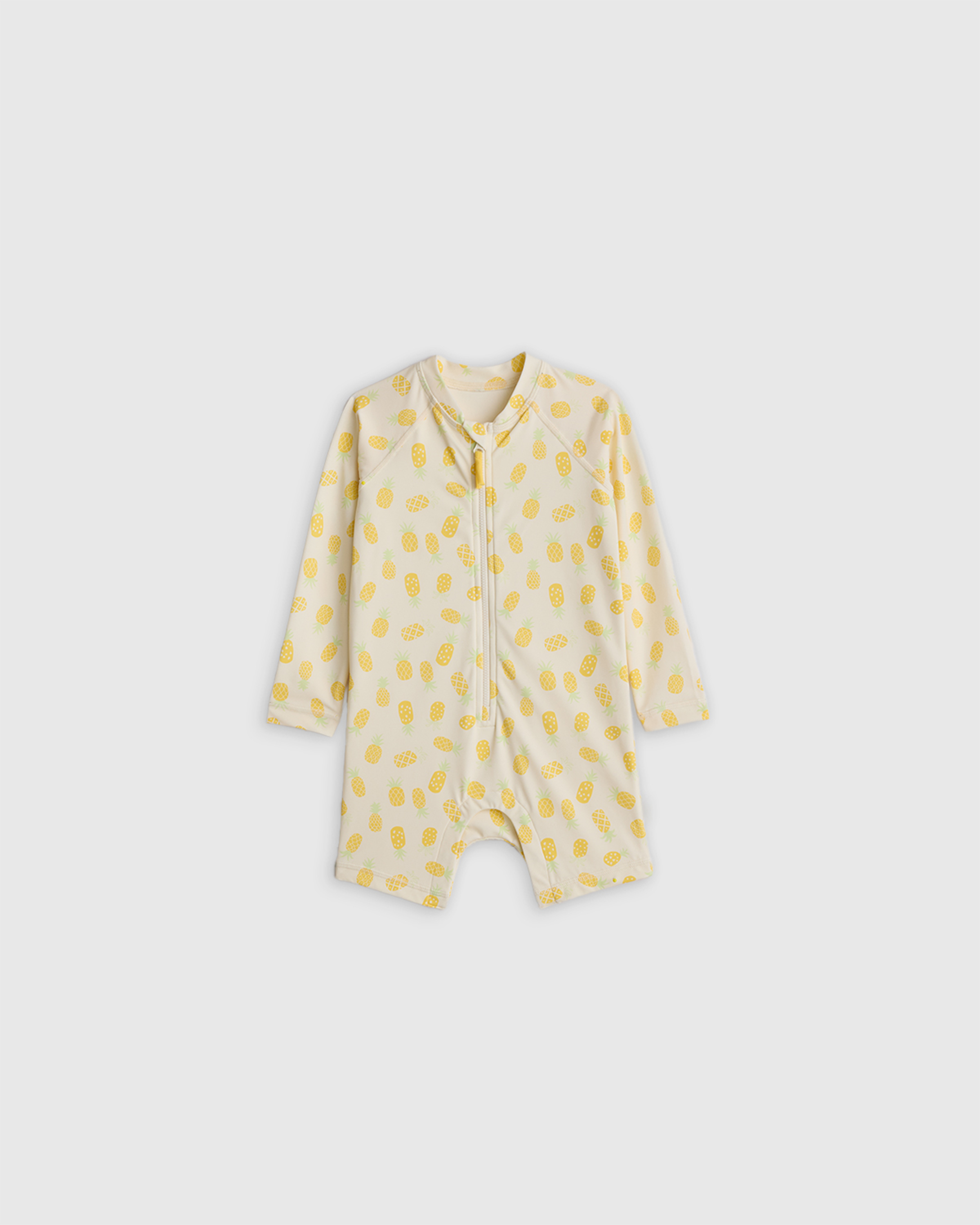 Quince Long Sleeve Zip-up Rash Guard One-piece In Pineapple