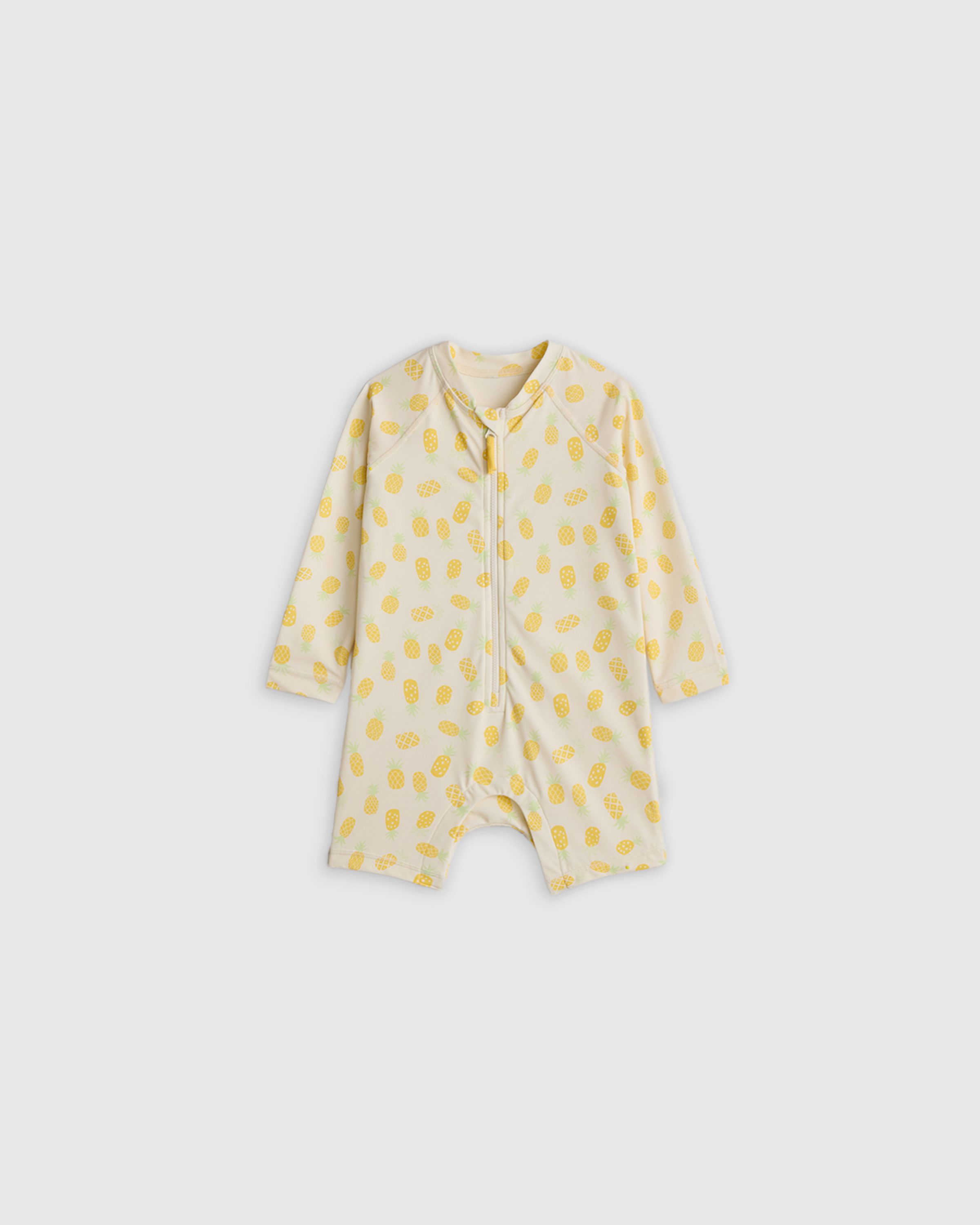 Pineapple Long Sleeve Zip-Up Rash Guard One-Piece