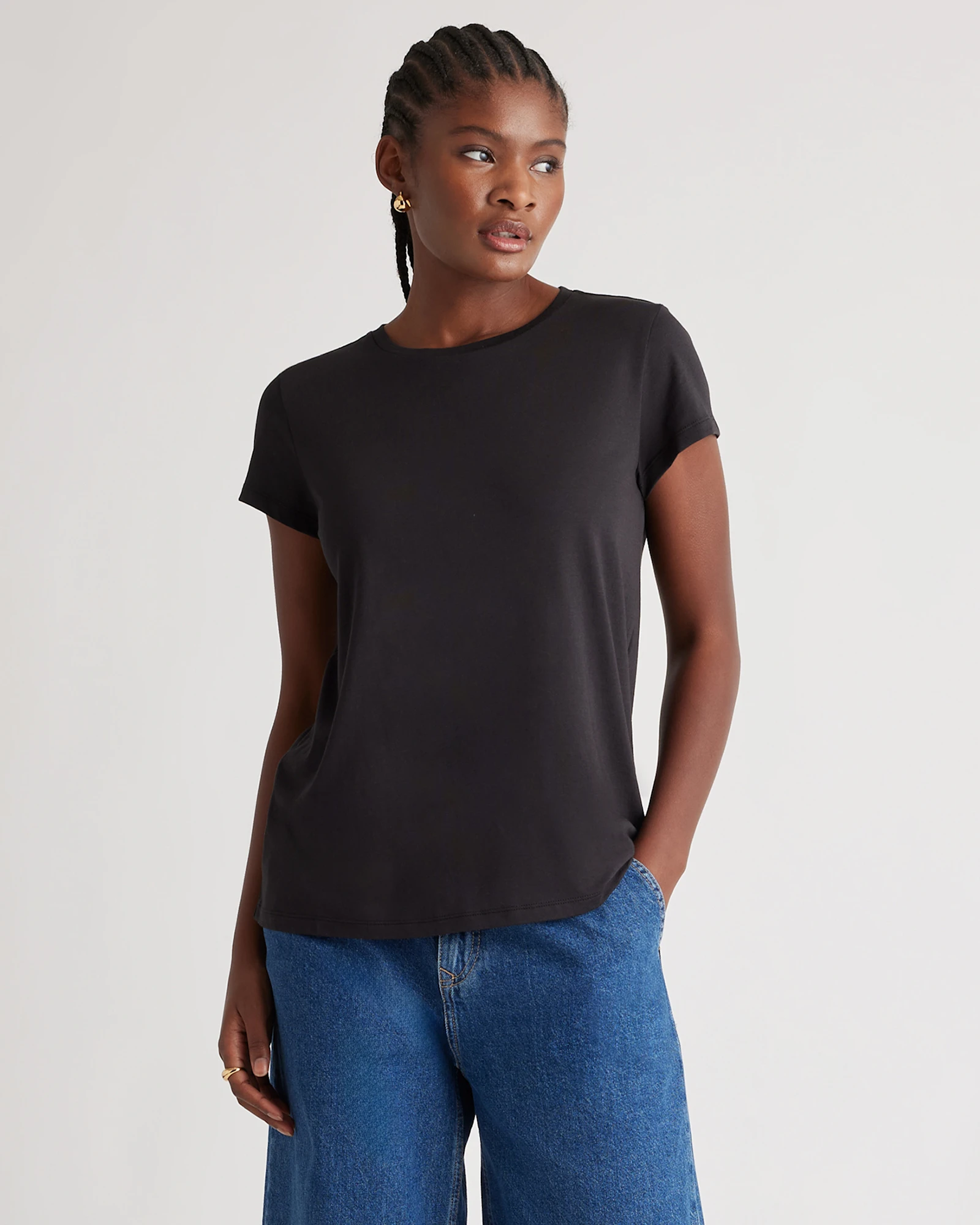 Cotton Modal Crewneck Swing Tee