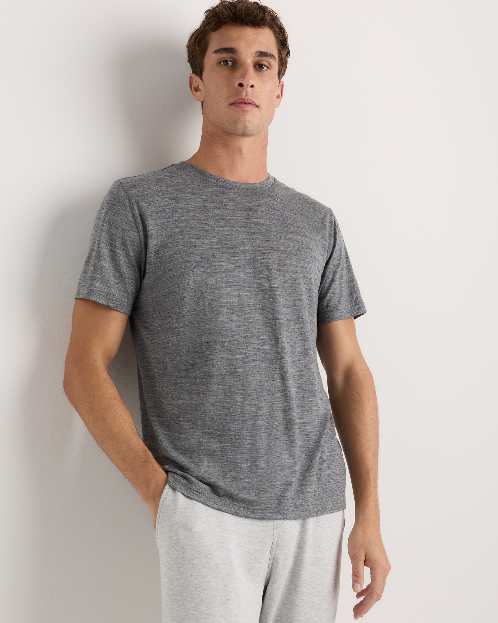 Heather Grey 100% Merino Wool All-Season Short Sleeve Base Layer Tee
