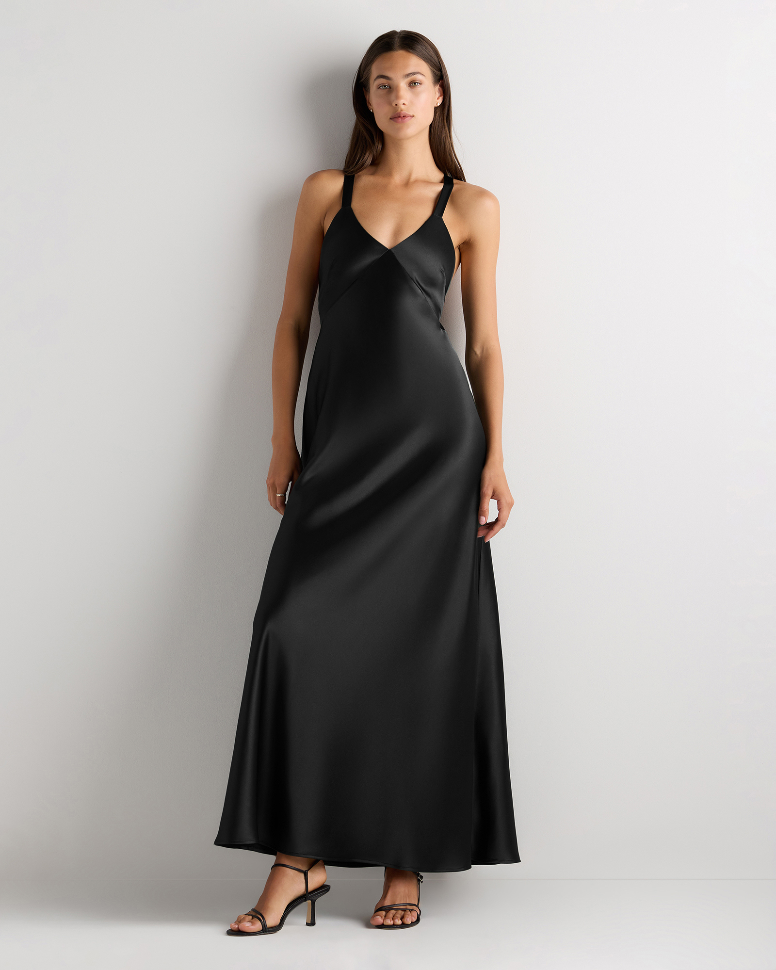 Black Bianca Stretch Satin Dress