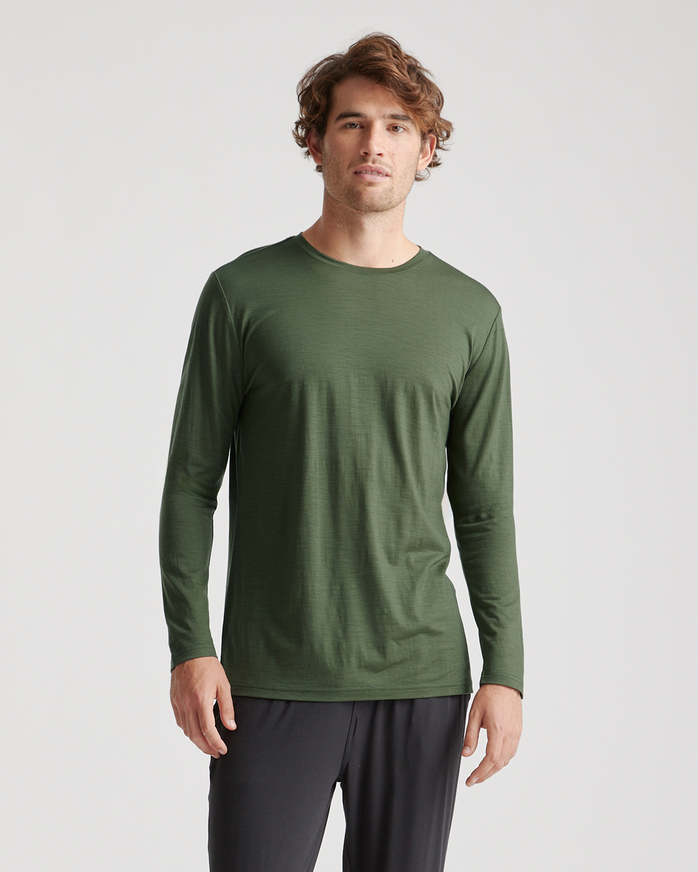 Green 100% Merino Wool All-Season Long Sleeve Base Layer Tee
