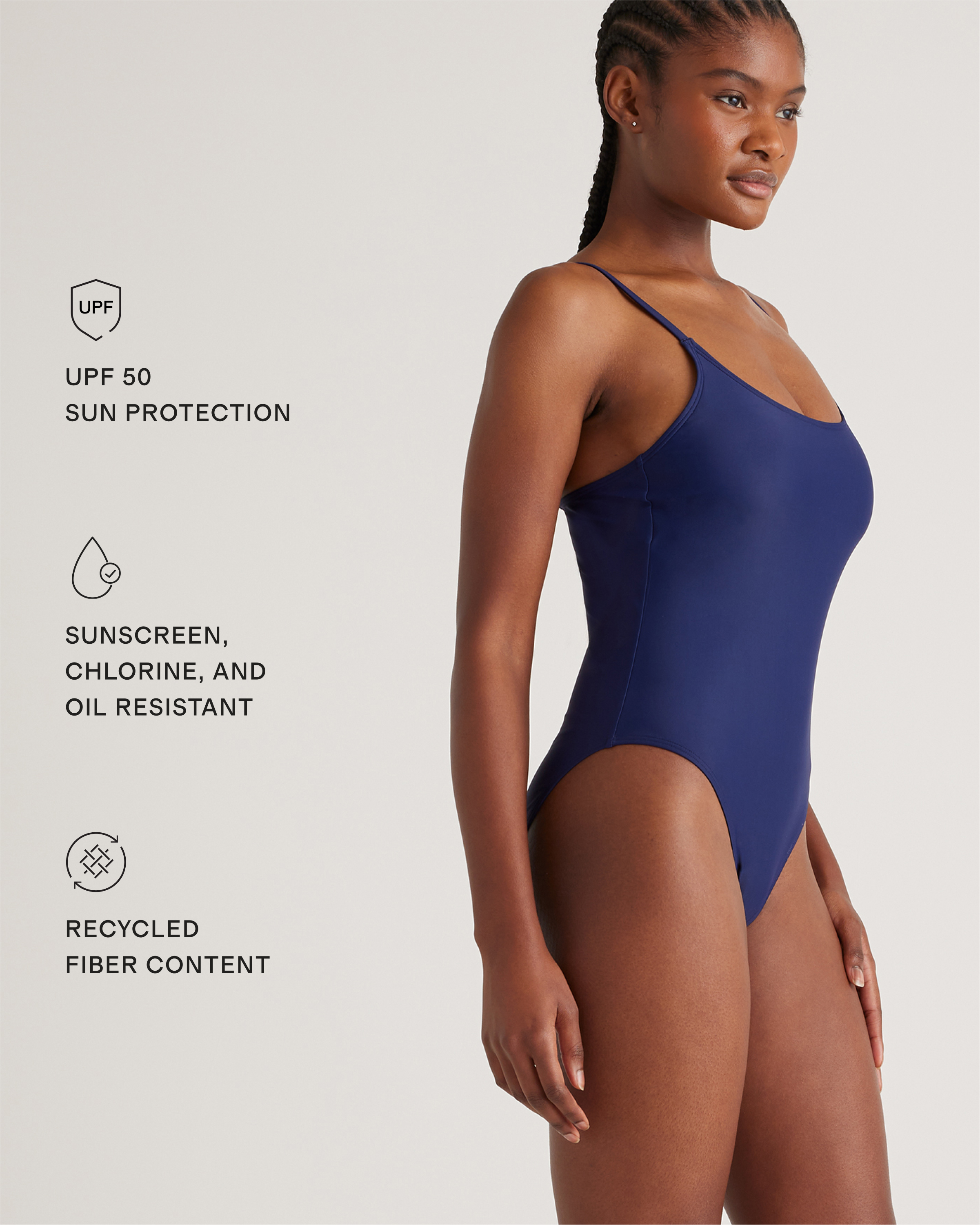 Italian Cami One-Piece Swimsuit in Deep Navy