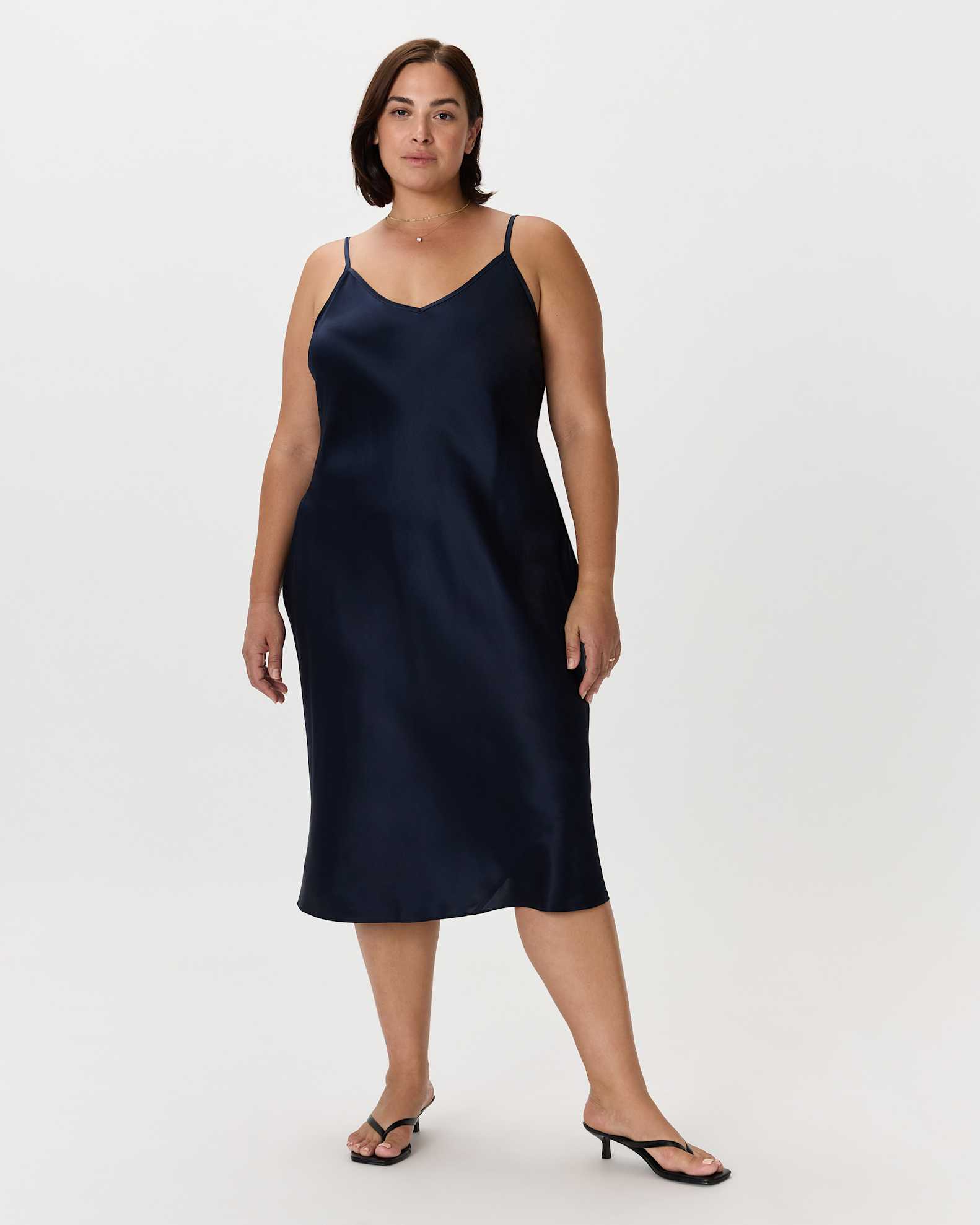 100% Washable Silk Slip Dress Plus Size - Main Image