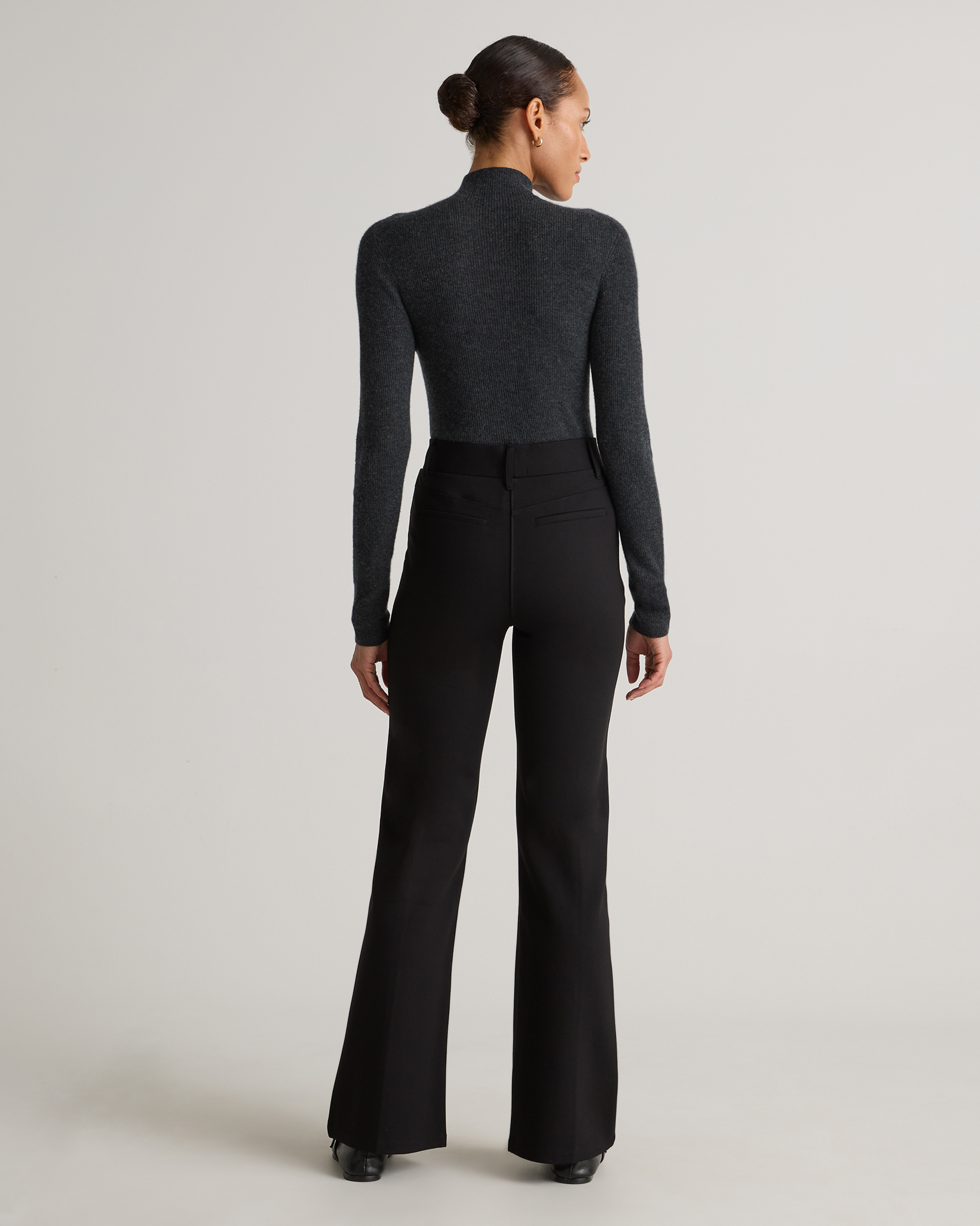 Women's Ultra-Stretch Ponte Flare Leg Pants in Black, Size XL, Rayon by Quince
