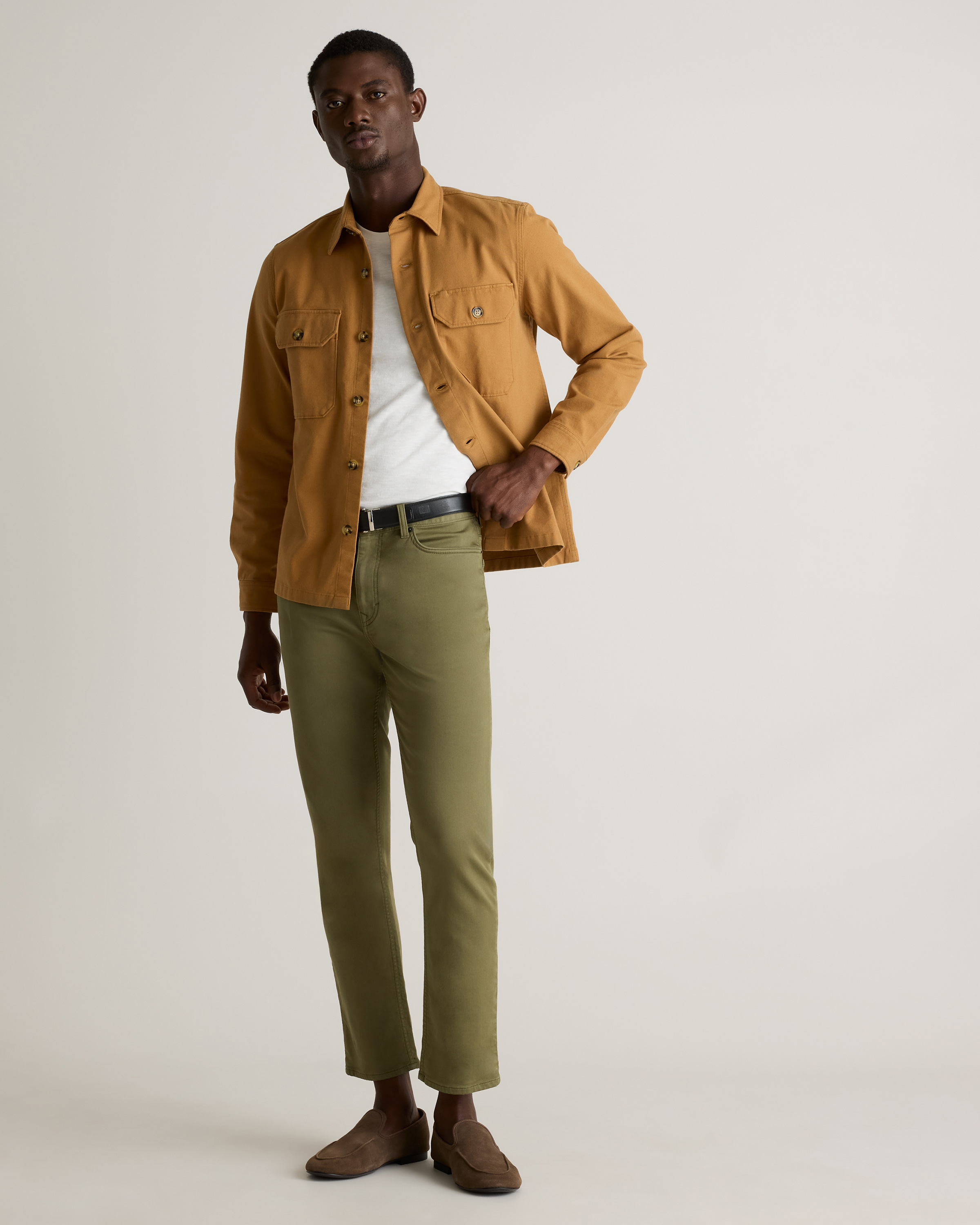 ジャケット・アウター HTS COTTON OVERDYED DOUBLEOVERCOAT Double-Brushed Stretch Overshirt Jacket
