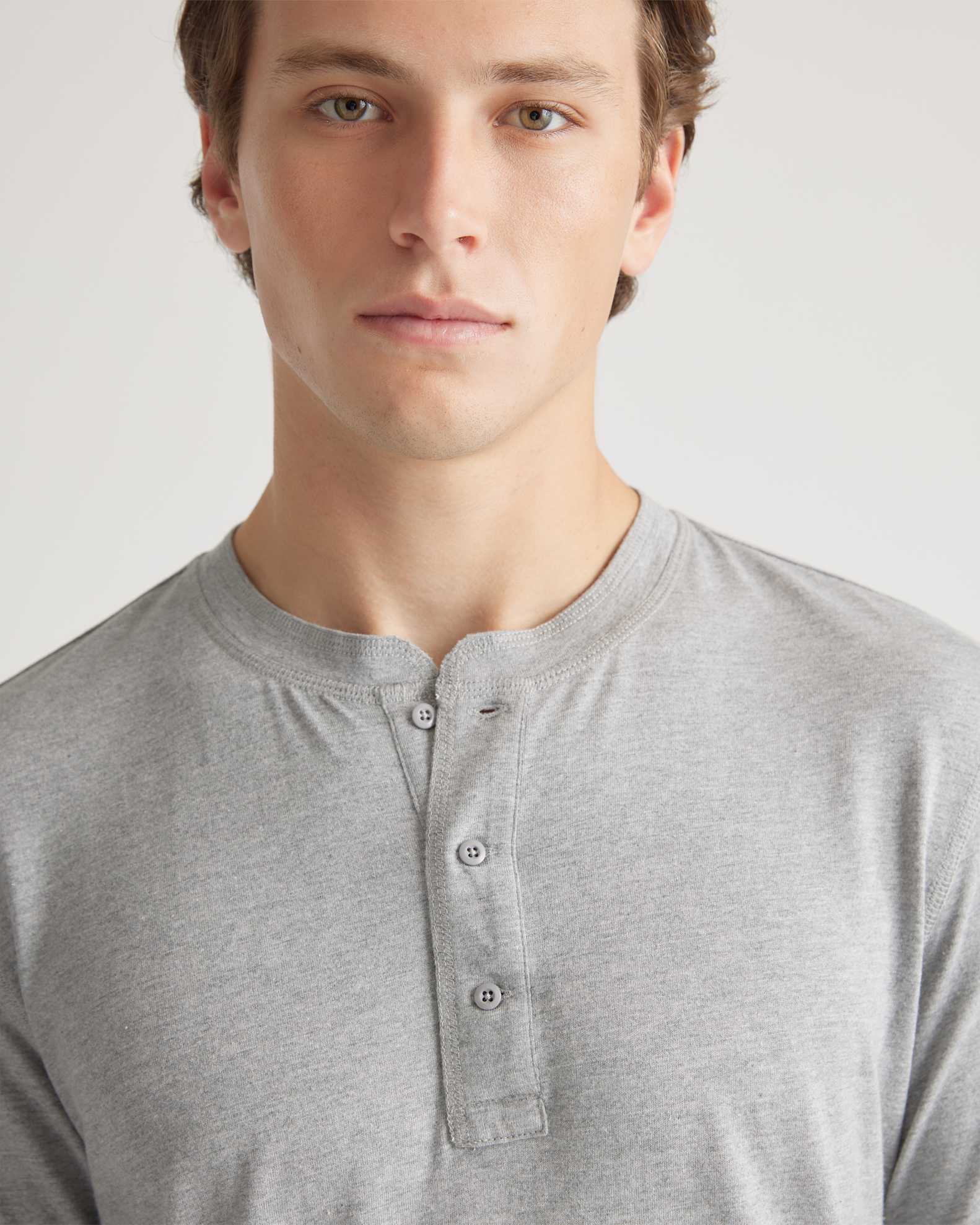 COOFANDY T-Shirt Henley Uomo A Costine – Grigio Chiaro Taglia L – Maniche Corte Con Taschino E Bottoni