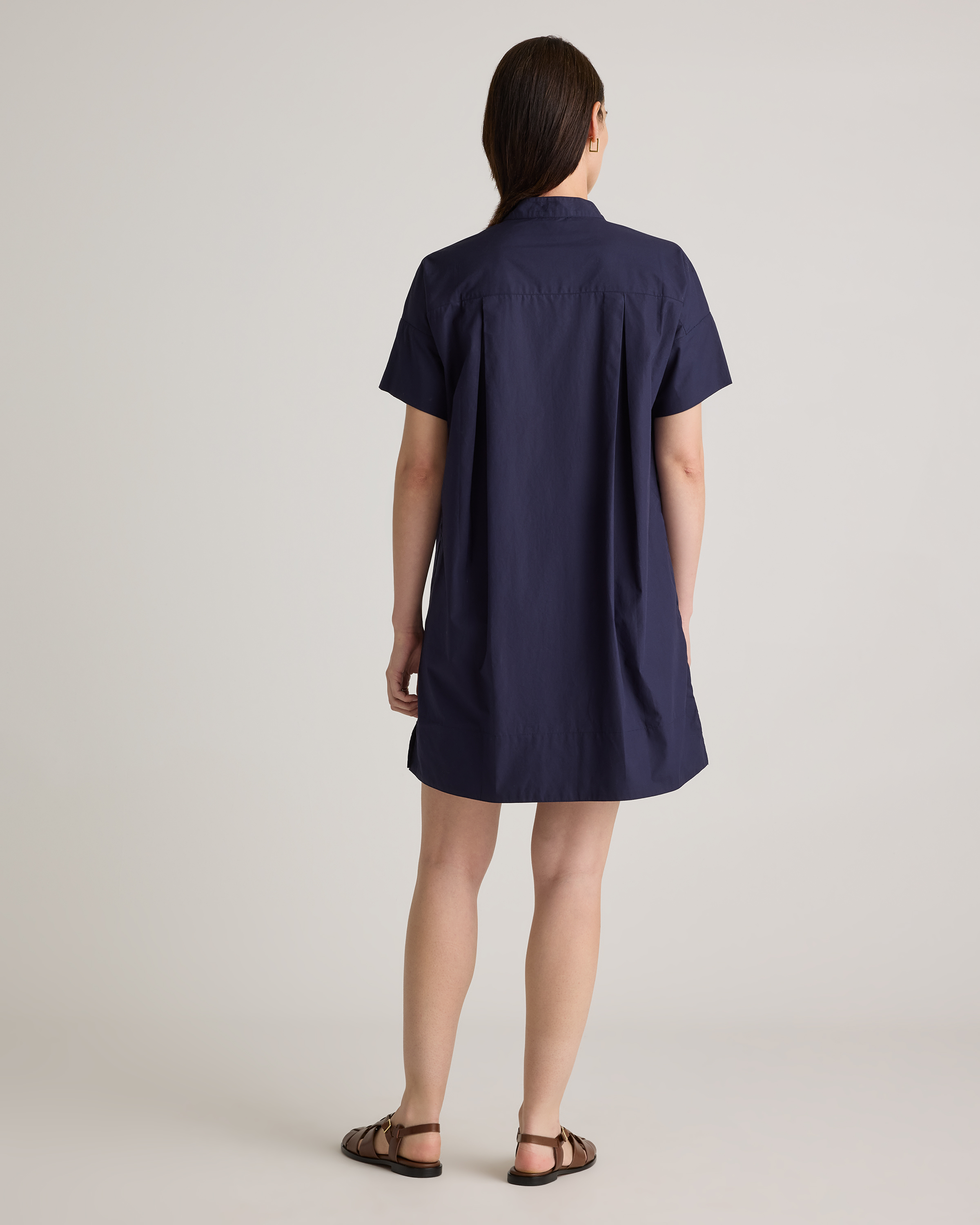 Quince Women's Short Sleeve Shirt Dress, Navy, Size XS, 100% Organic Cotton - Comfortable, Breathable & Eco-Friendly