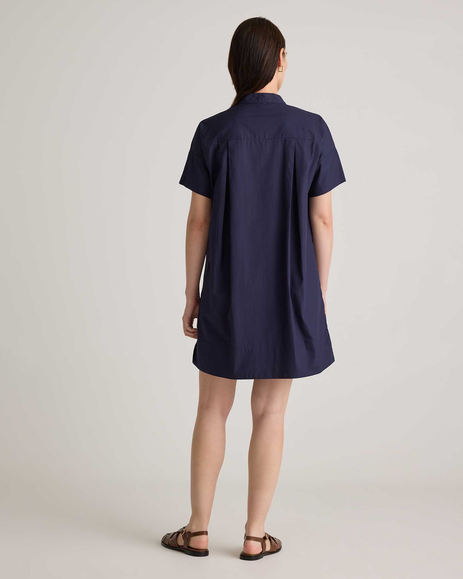 Quince Women's Short Sleeve Shirt Dress, Navy, Size XS, 100% Organic Cotton - Comfortable, Breathable & Eco-Friendly Quince Women's Short Sleeve Shirt Dress, Navy, Size XS, 100% Organic Cotton - Comfortable, Breathable & Eco-Friendly