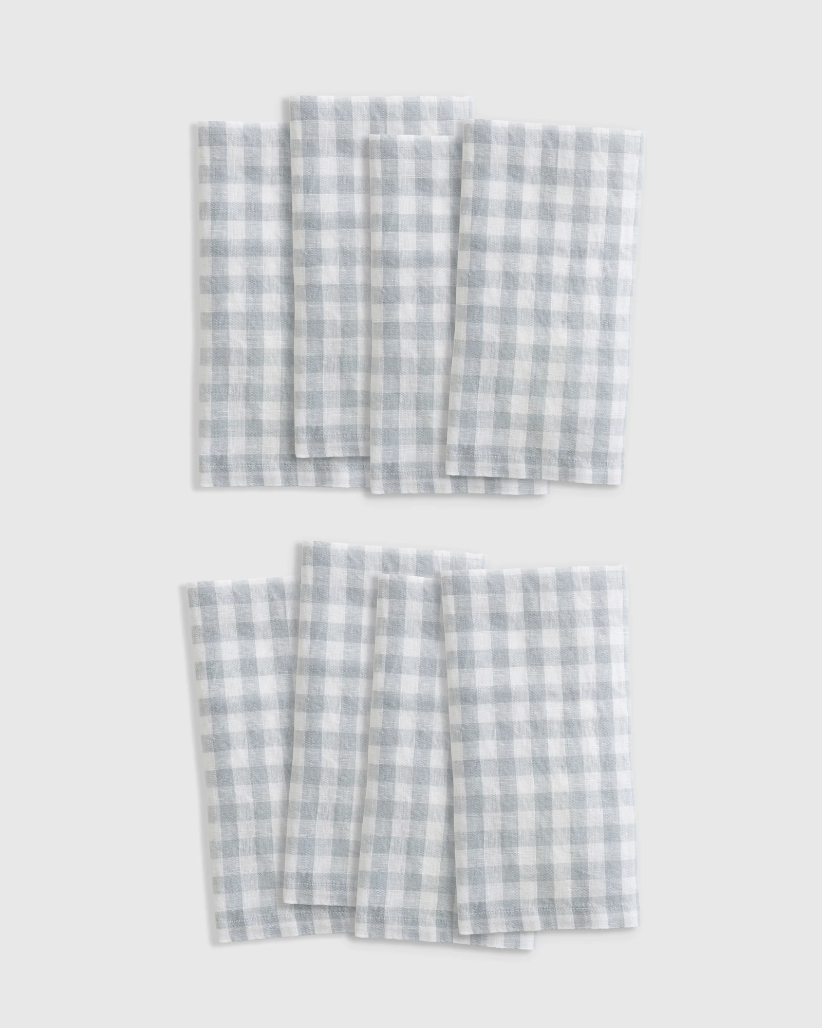 European Linen Gingham Napkins, Set of 8